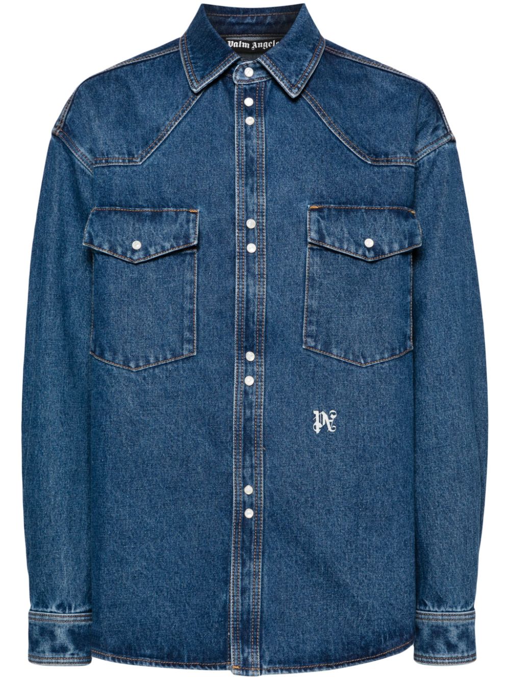 Logo-Embroidered Denim Shirt Palm angels – Гарантія оригінальності – боковий вид
