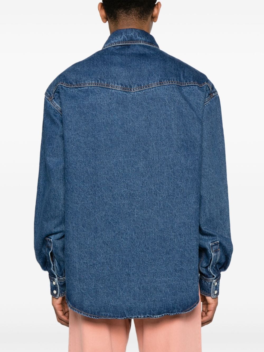 Logo-Embroidered Denim Shirt Palm angels – Гарантія оригінальності – детальний вид