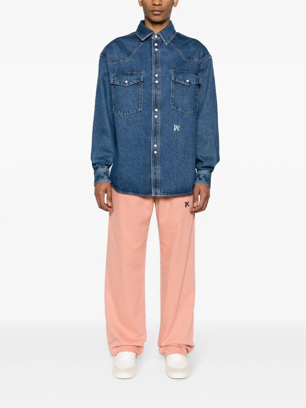 Logo-Embroidered Denim Shirt Palm angels – Гарантія оригінальності – вид ззаду