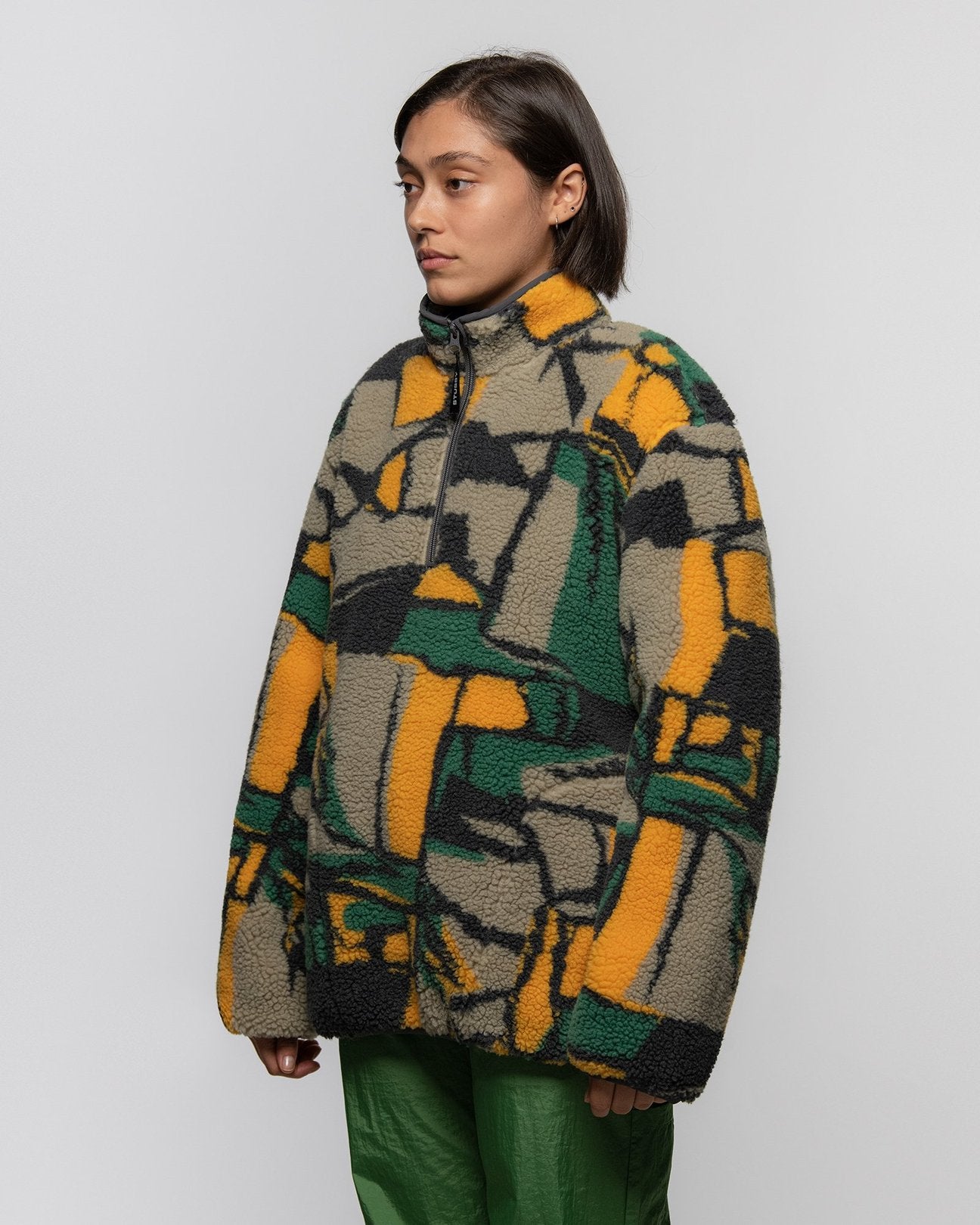 Womens Block Sherpa Pullover Sweatshirt Stussy – Гарантія оригінальності – детальний вид