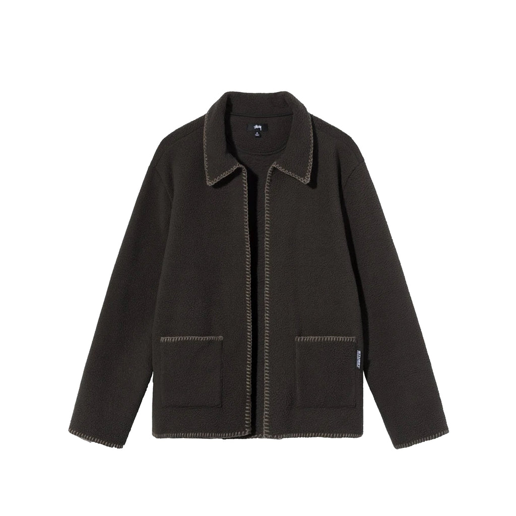 Оригінальна Mens Woodsy Blanket Stitch Fleece Charcoal Stussy – боковий вид