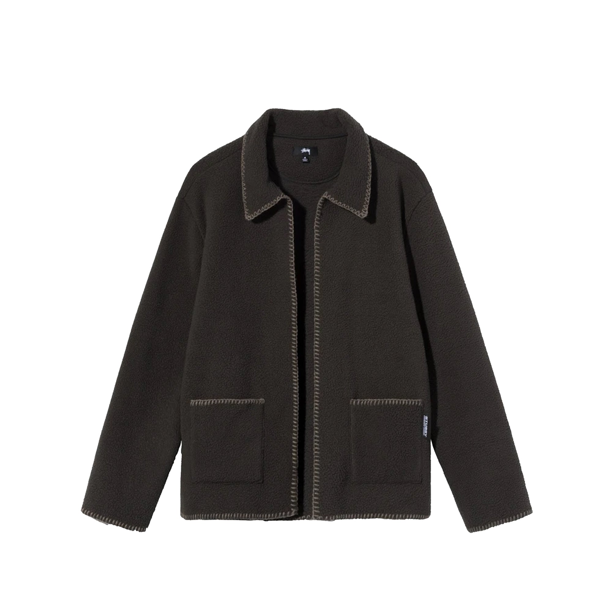 Оригінальна Mens Woodsy Blanket Stitch Fleece Charcoal Stussy – боковий вид