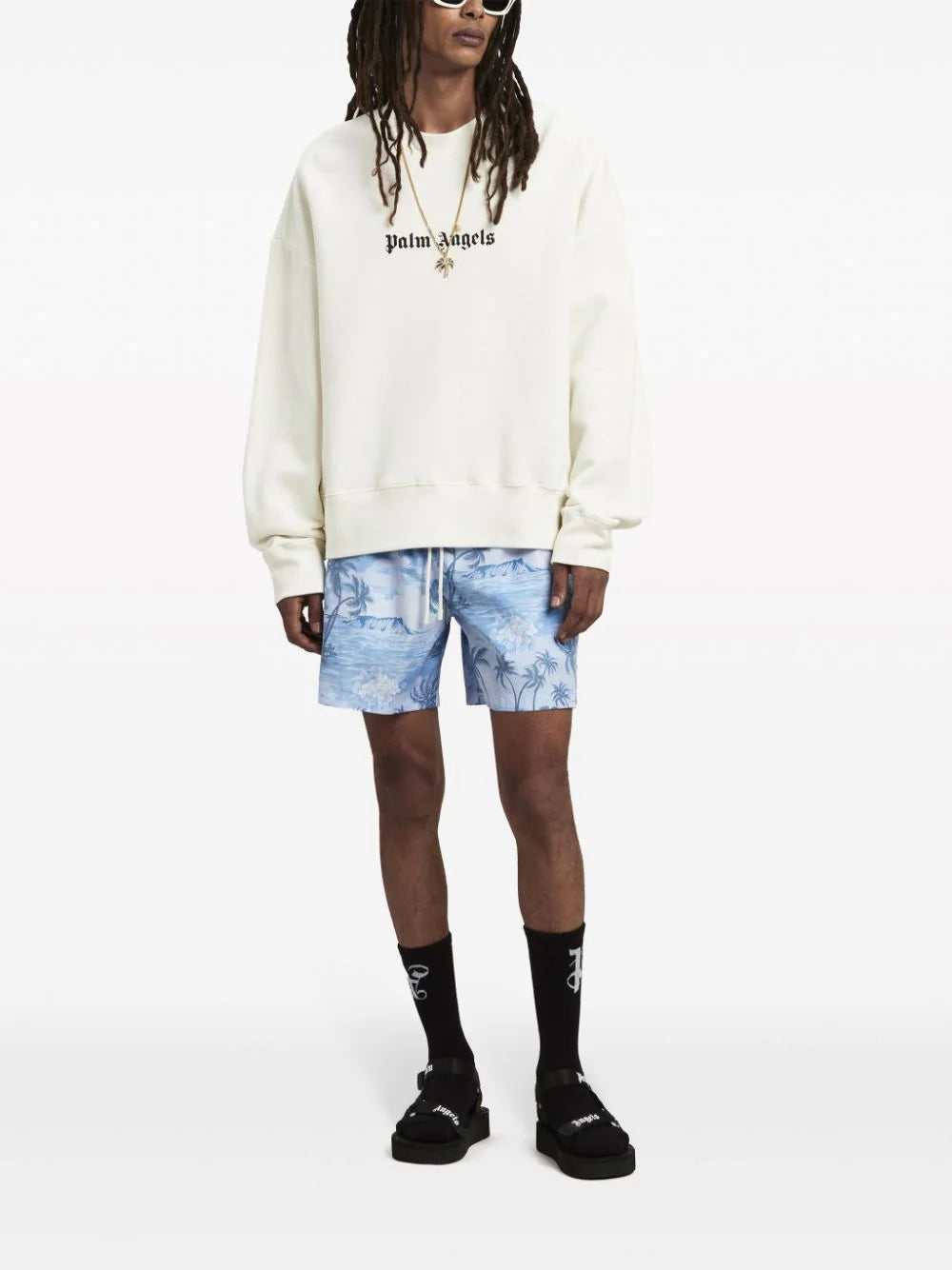 Logo-Print Cotton Sweatshirt Palm angels – Гарантія оригінальності – вид ззаду