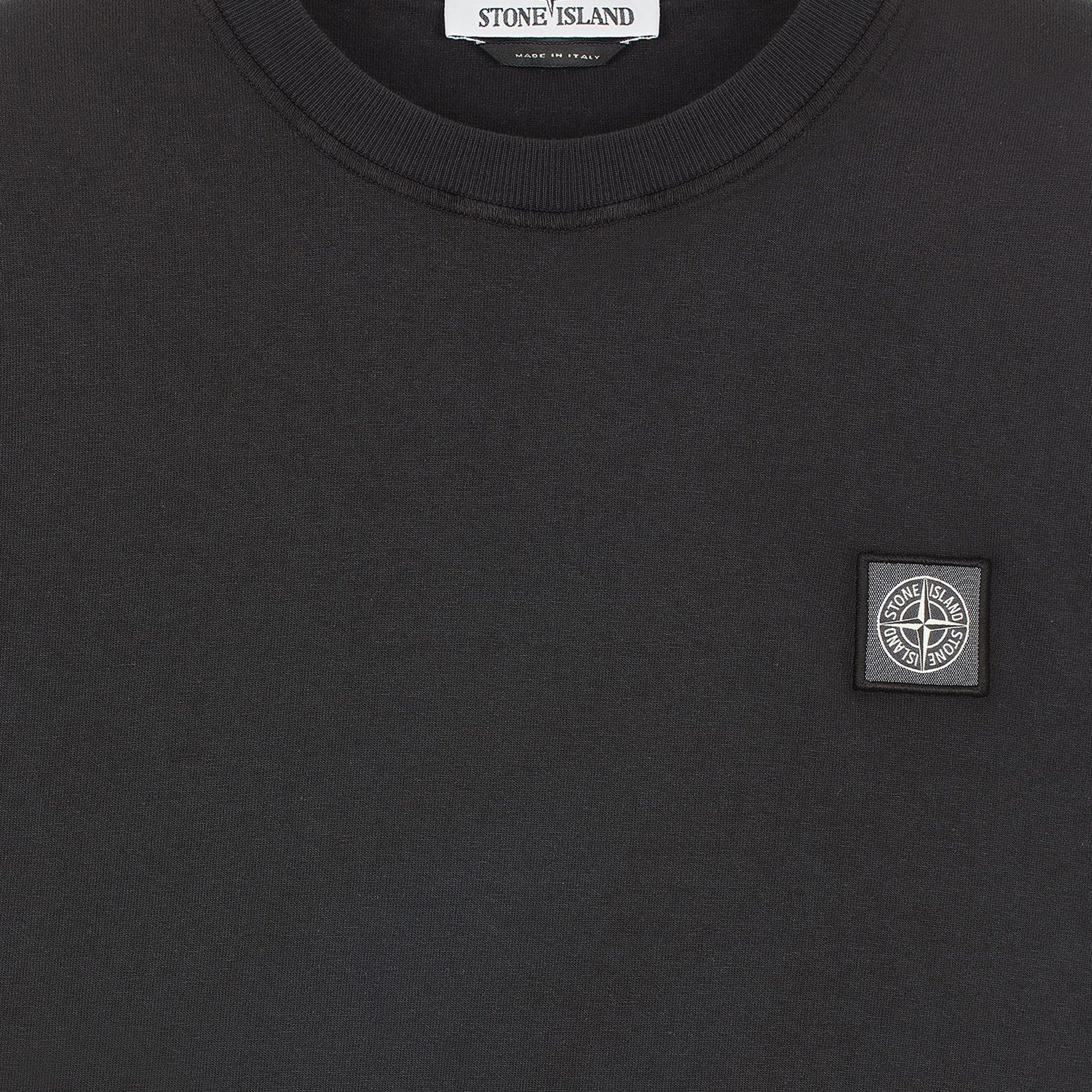 Mens Fissato Dyed Patch Logo Tee Black Stone island – Гарантія оригінальності – детальний вид