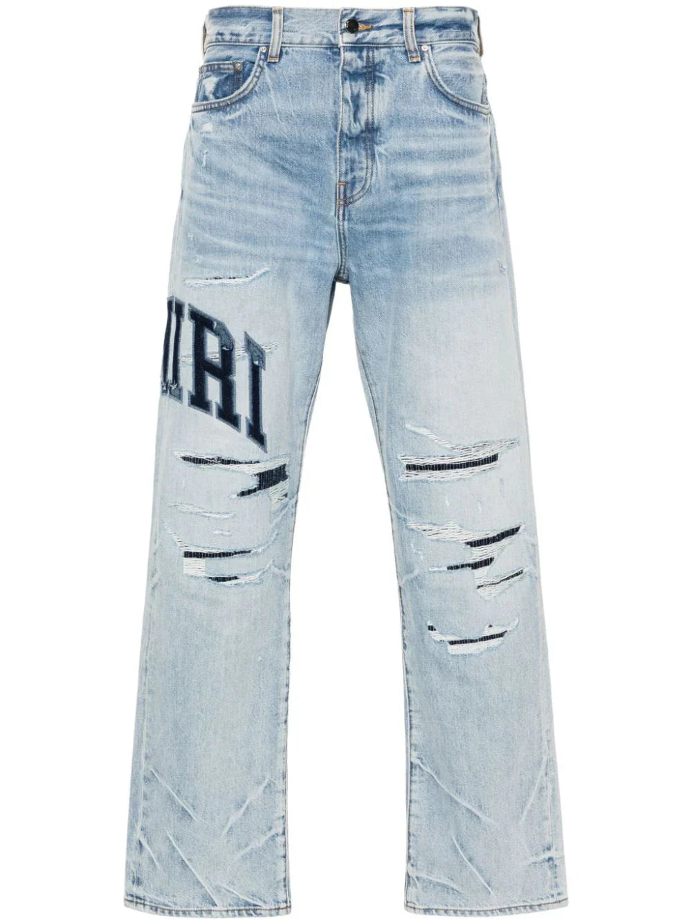 Varsity Logo Repair MID-Rise Straight-Leg Jeans Amiri – Гарантія оригінальності – боковий вид