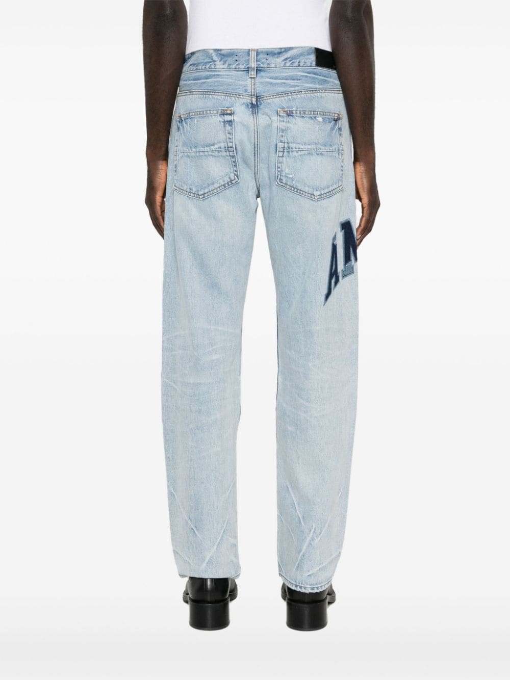 Varsity Logo Repair MID-Rise Straight-Leg Jeans Amiri – Гарантія оригінальності – збільшений вид