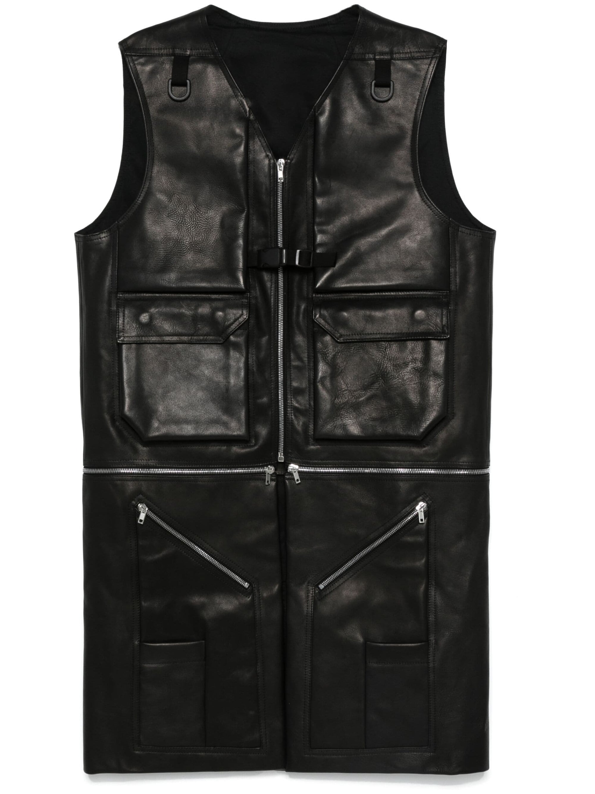 Utility Leather Vest Rick owens оригінал – Купити в Україні – боковий вид