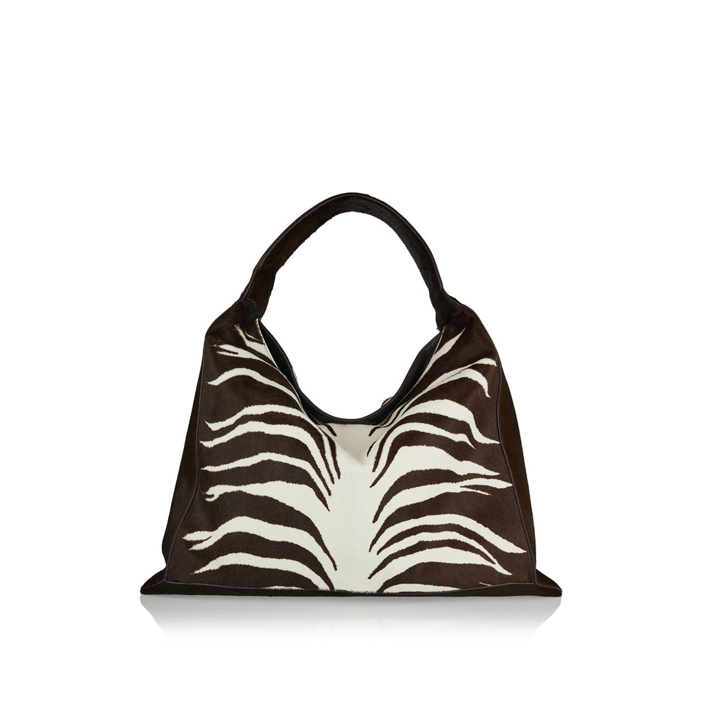 Оригінальна Large Hop Zebra Leather Shoulder Bag Bottega veneta – боковий вид