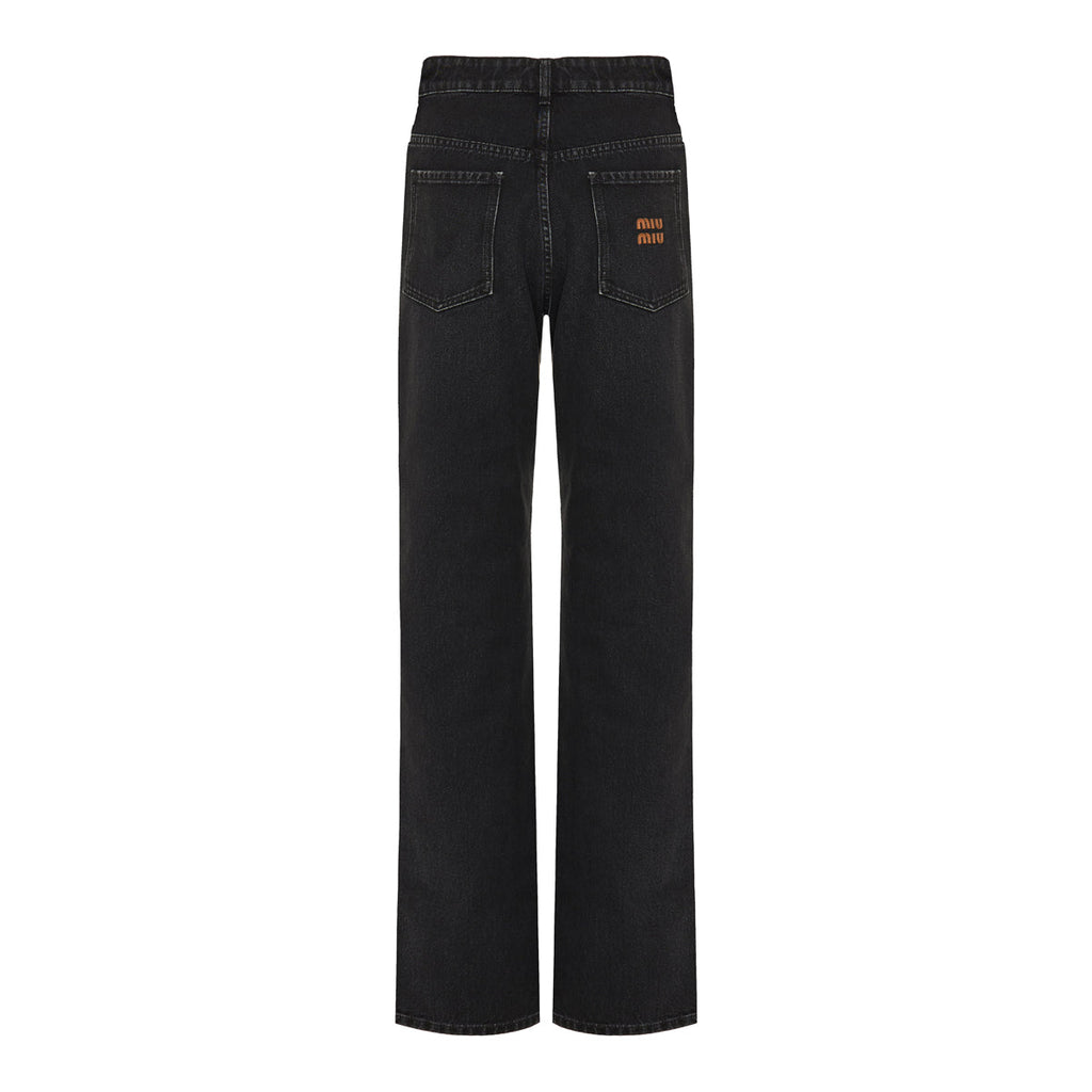 Оригінальна Denim Straight-Leg Jeans Miu miu – вид ззаду