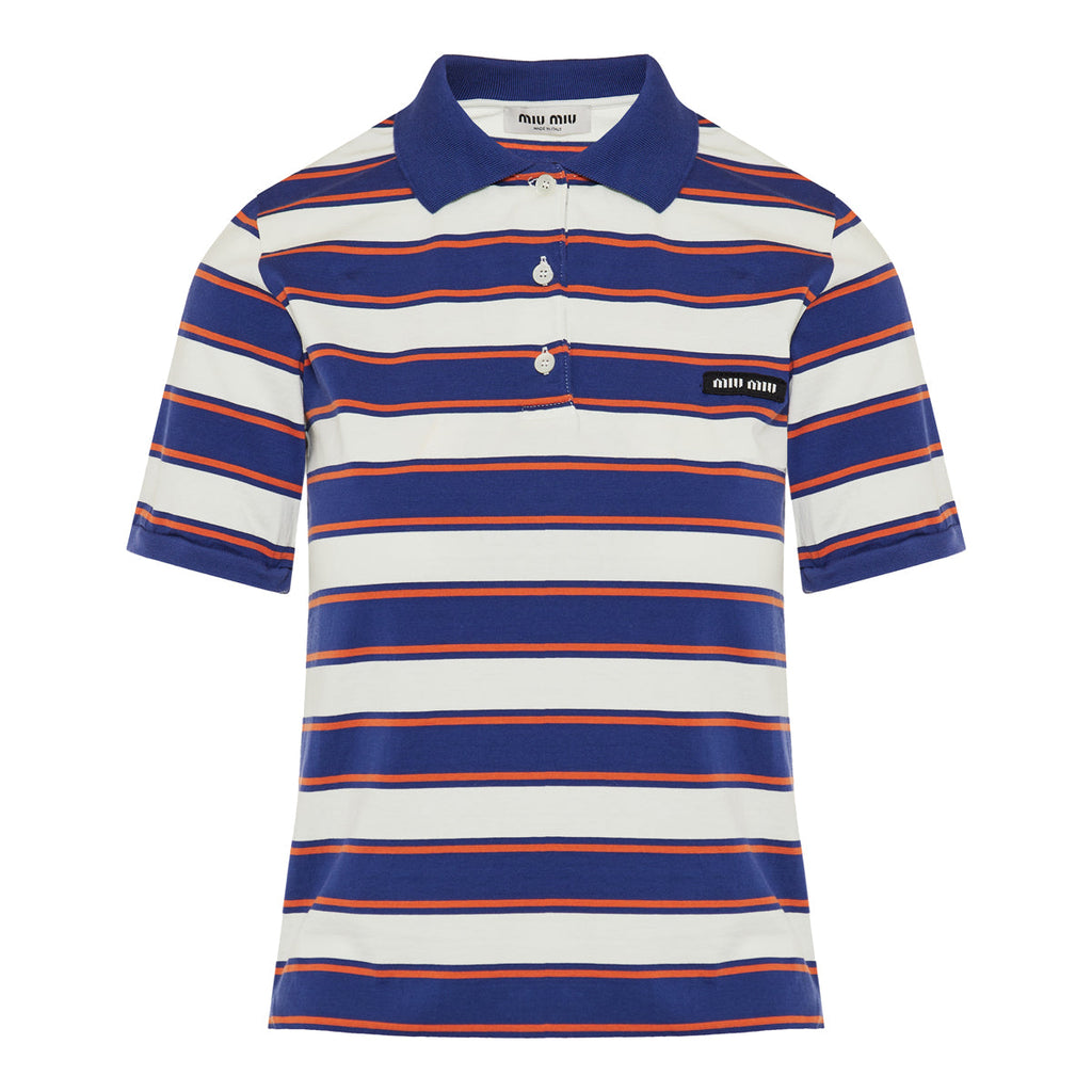 Striped Cotton T-Shirt Miu miu оригінал – Купити в Україні – боковий вид