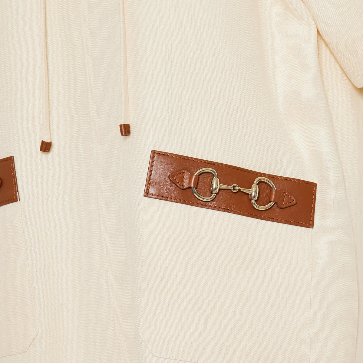 Horsebit Embellished Leather Trimmed Linen Mini Dress Gucci – Гарантія оригінальності – детальний вид
