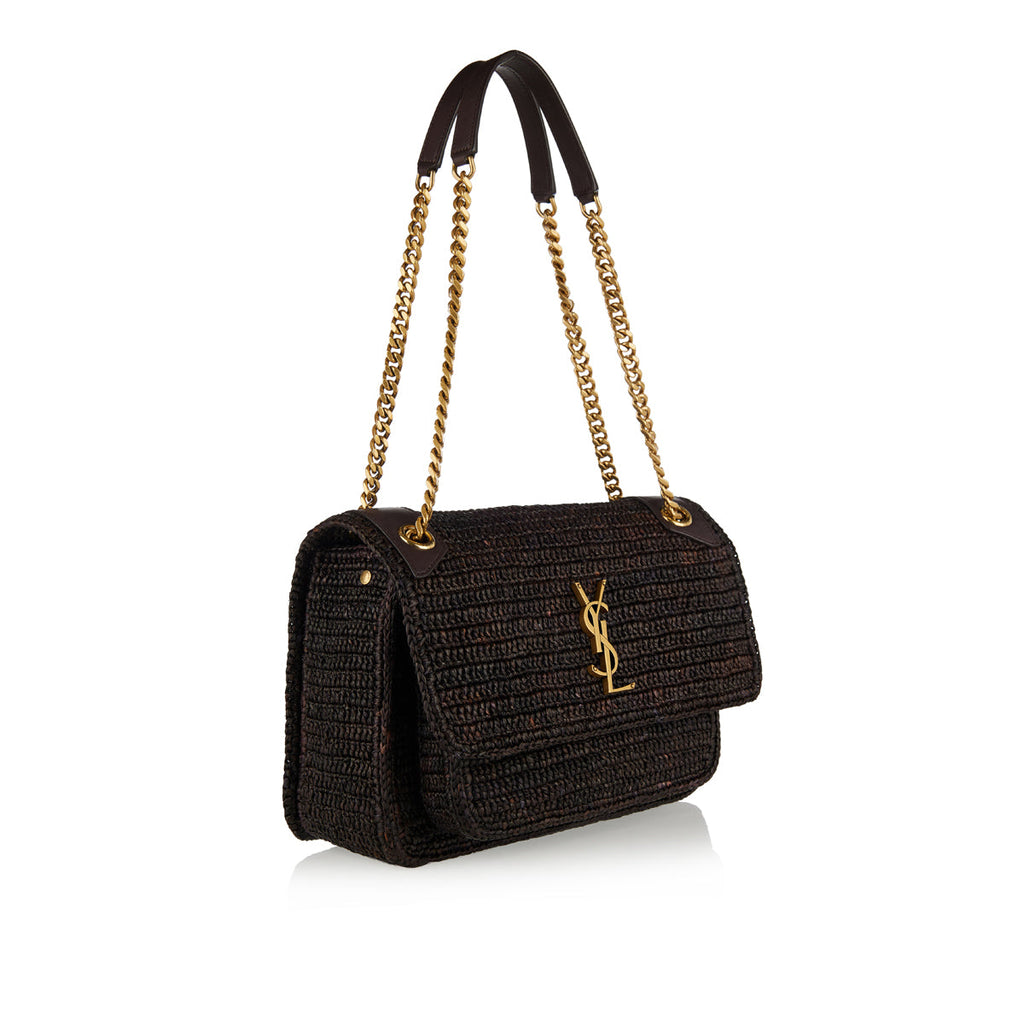 Niki Medium Raffia Shoulder Bag Saint laurent оригінал – Купити в Україні – вид ззаду