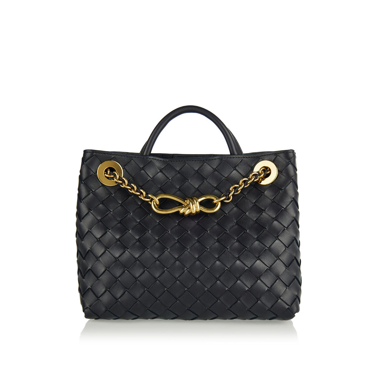 Andiamo Small Chain Leather Tote Bottega veneta – Гарантія оригінальності – боковий вид