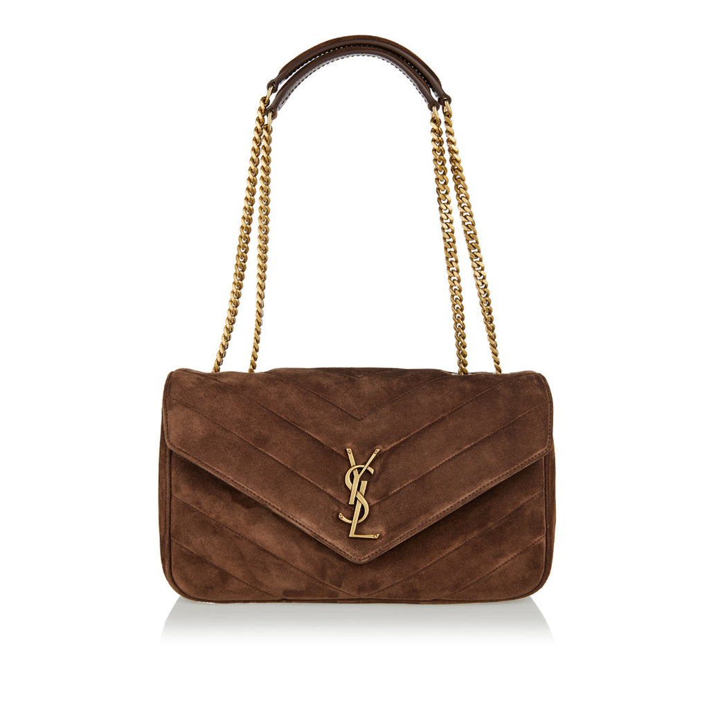 Loulou Medium Matelassé Suede Shoulder Bag Saint laurent оригінал – Купити в Україні – боковий вид
