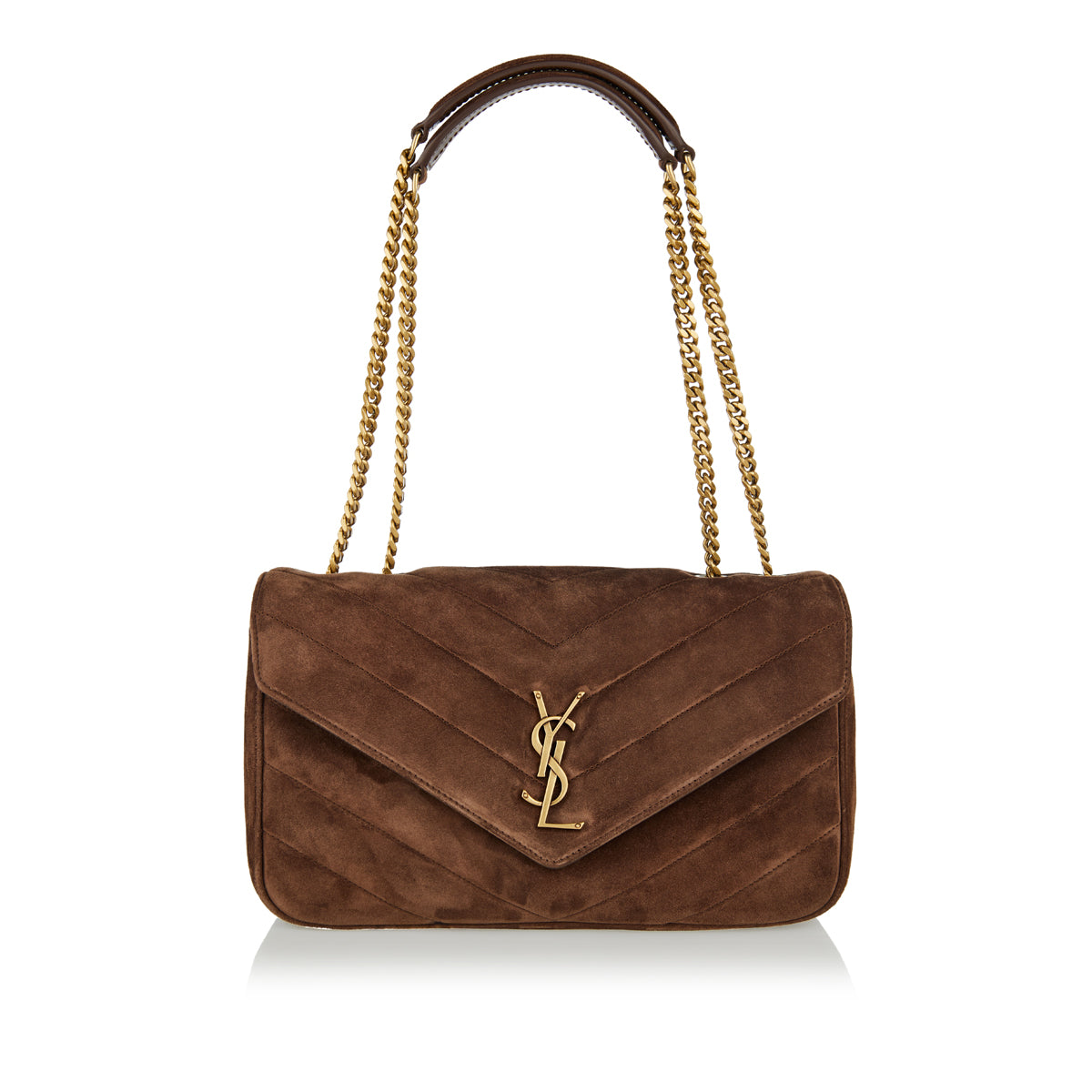 Loulou Medium Matelassé Suede Shoulder Bag Saint laurent оригінал – Купити в Україні – боковий вид