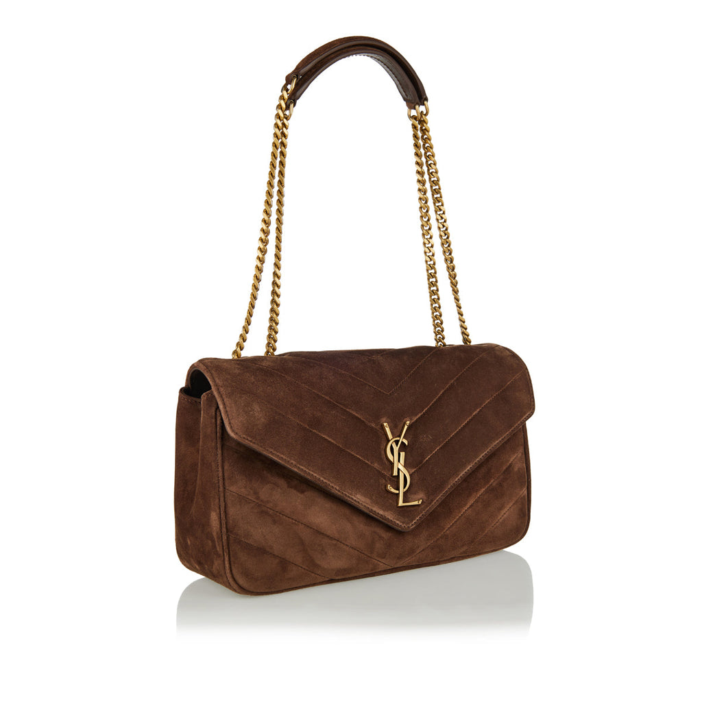 Loulou Medium Matelassé Suede Shoulder Bag Saint laurent оригінал – Купити в Україні – вид ззаду