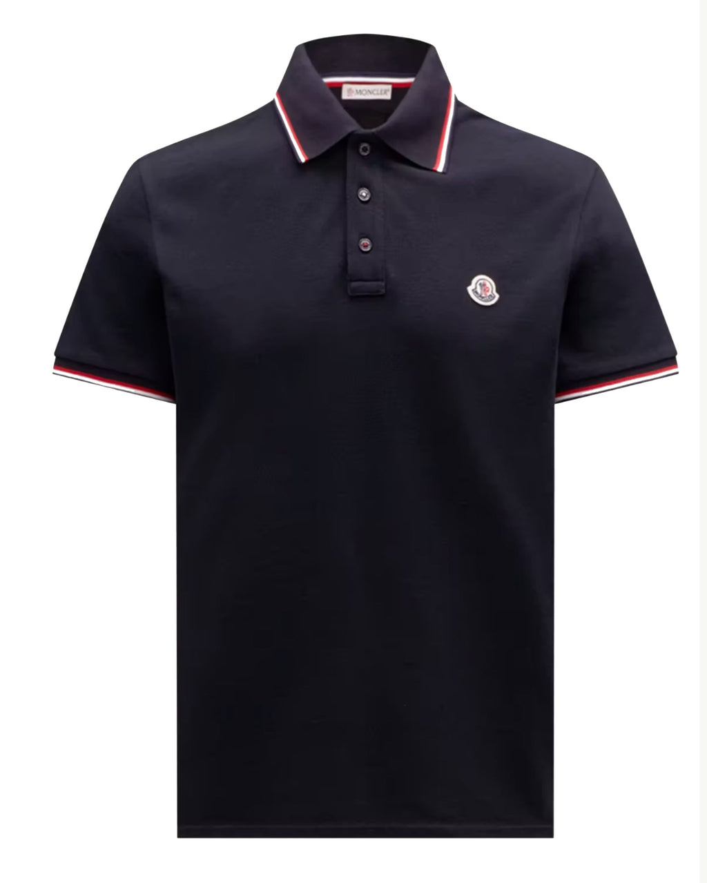 Tricolor Trimmed Cotton Piqué Polo Shirt Moncler оригінал – Купити в Україні – боковий вид