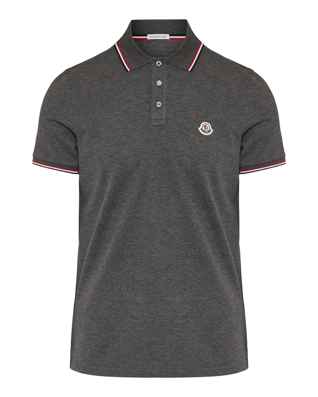 Tricolour Trimmed Cotton Piqué Polo Shirt Moncler – Гарантія оригінальності – боковий вид