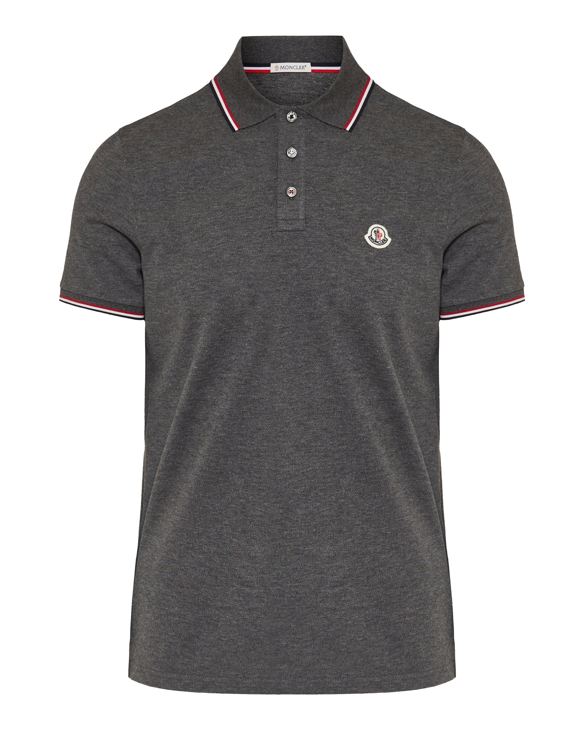 Tricolour Trimmed Cotton Piqué Polo Shirt Moncler – Гарантія оригінальності – боковий вид