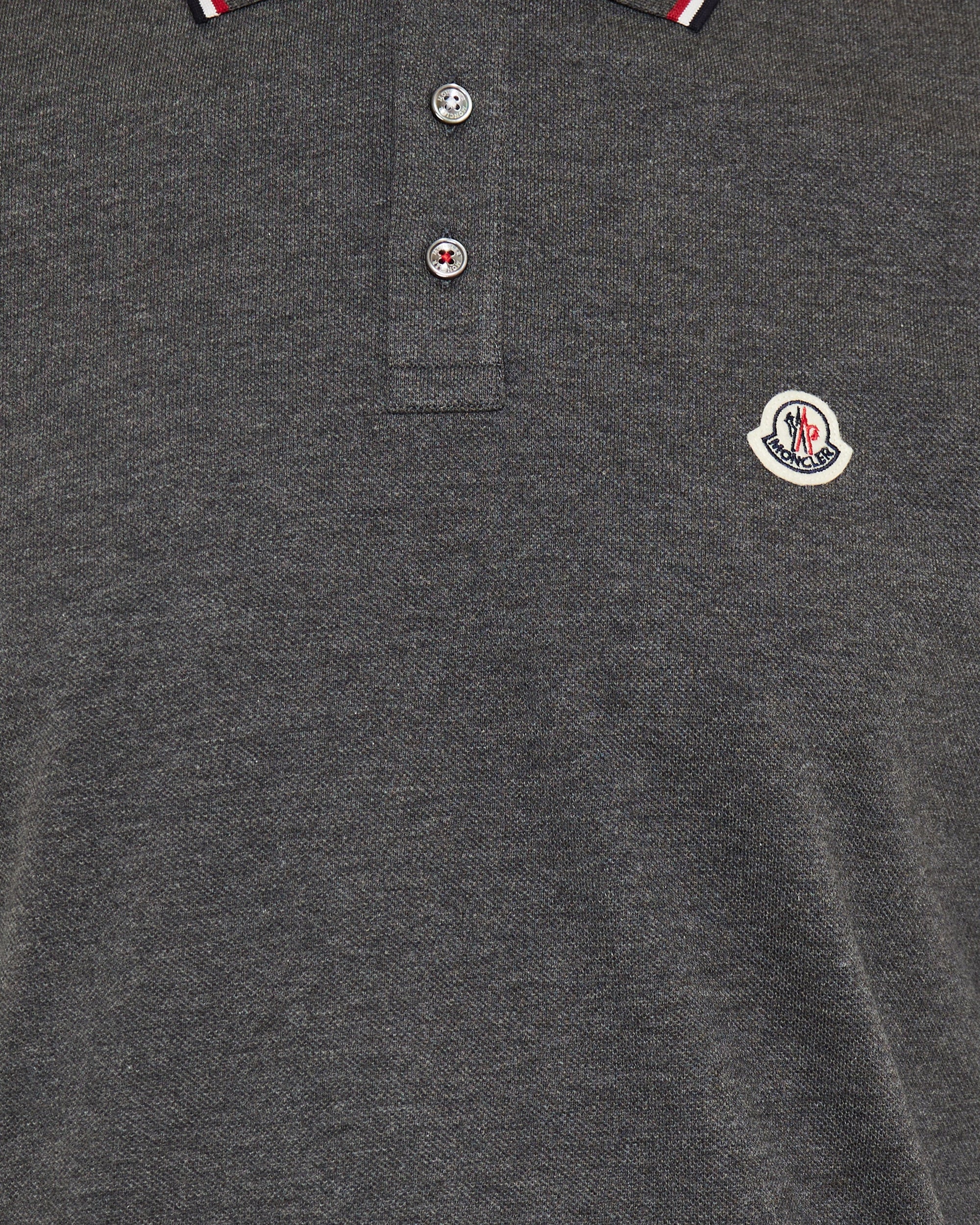 Tricolour Trimmed Cotton Piqué Polo Shirt Moncler – Гарантія оригінальності – збільшений вид