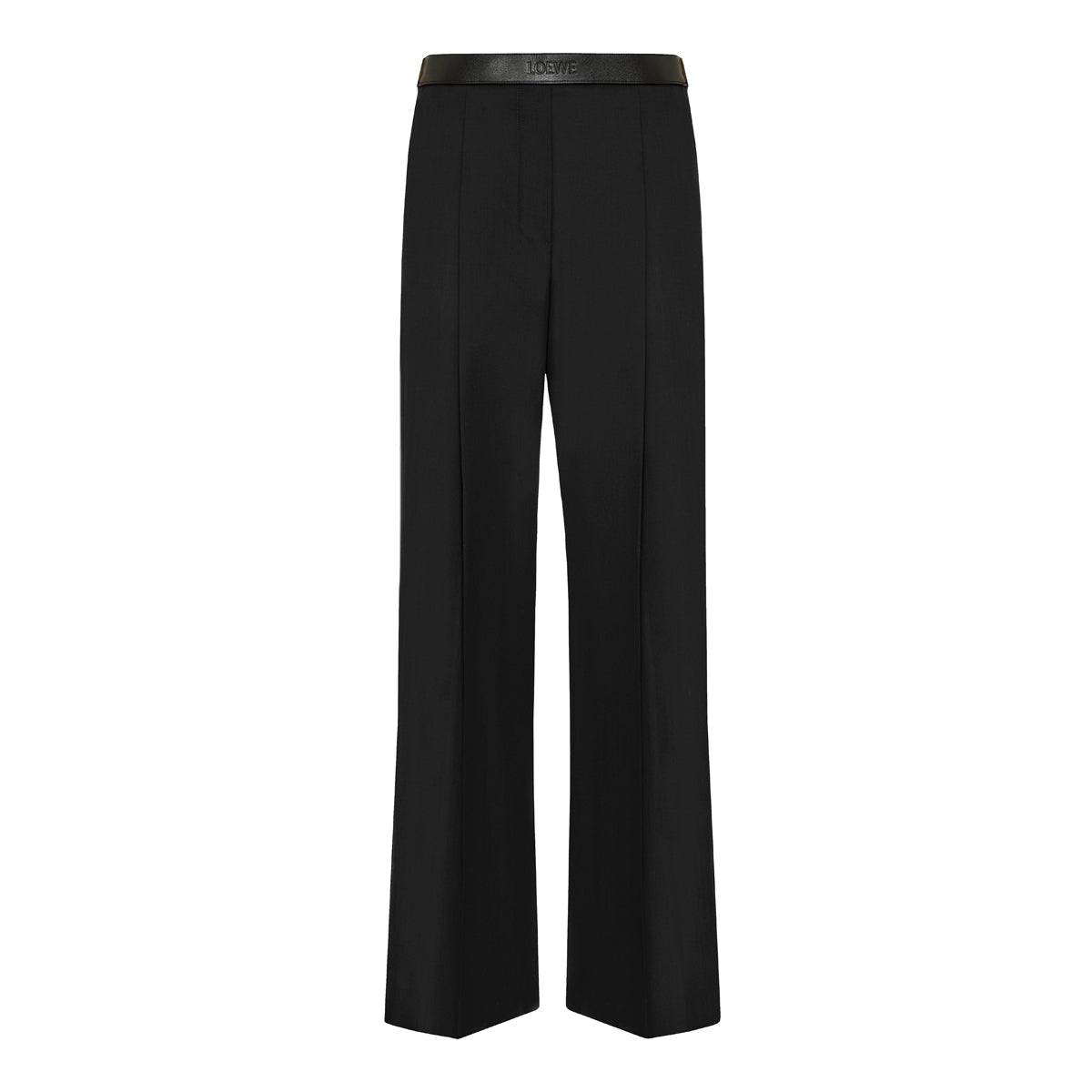 Leather‑trimmed Pleated Wool Flared Trousers Loewe – Гарантія оригінальності – боковий вид
