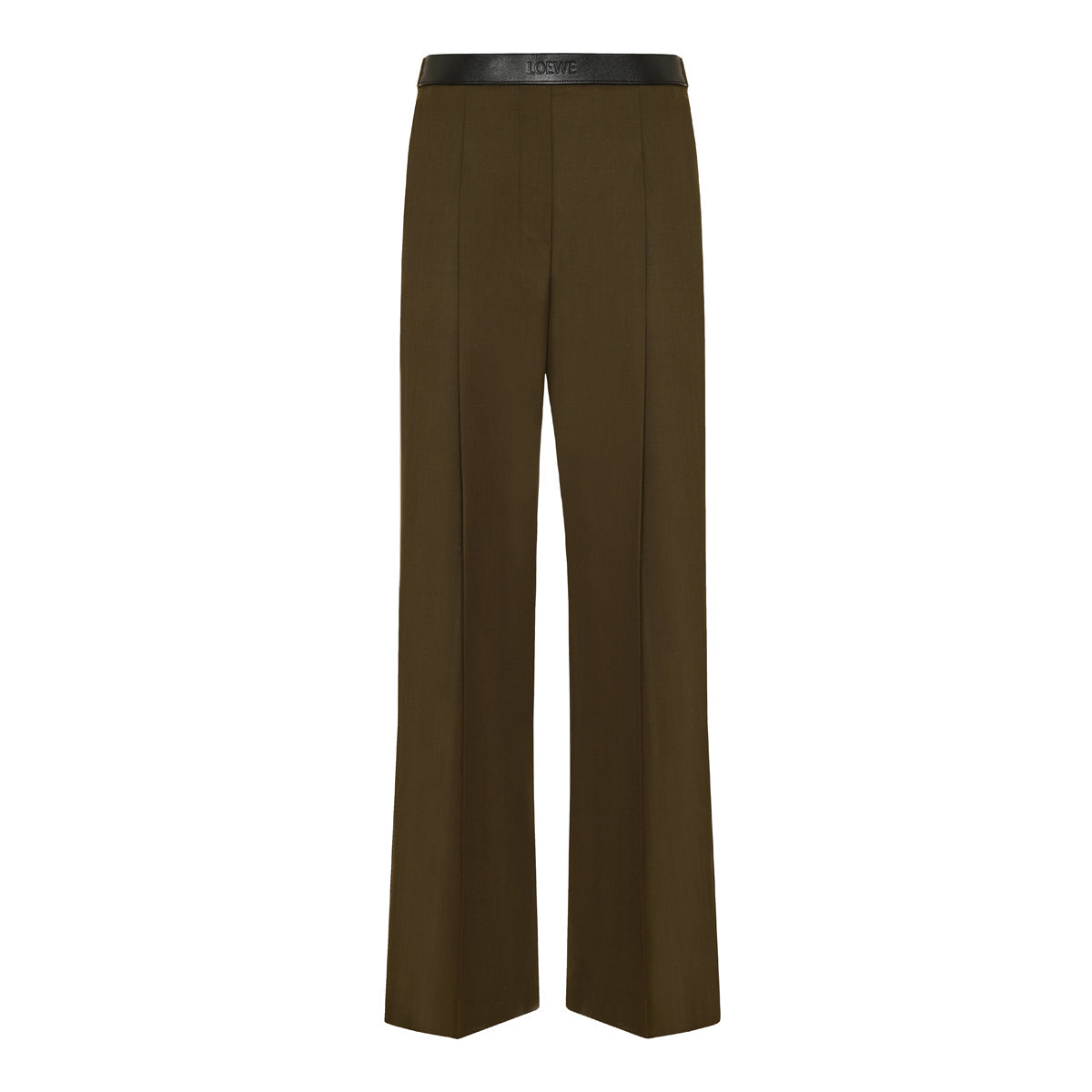Leather‑trimmed Pleated Wool Flared Trousers Loewe – Гарантія оригінальності – боковий вид