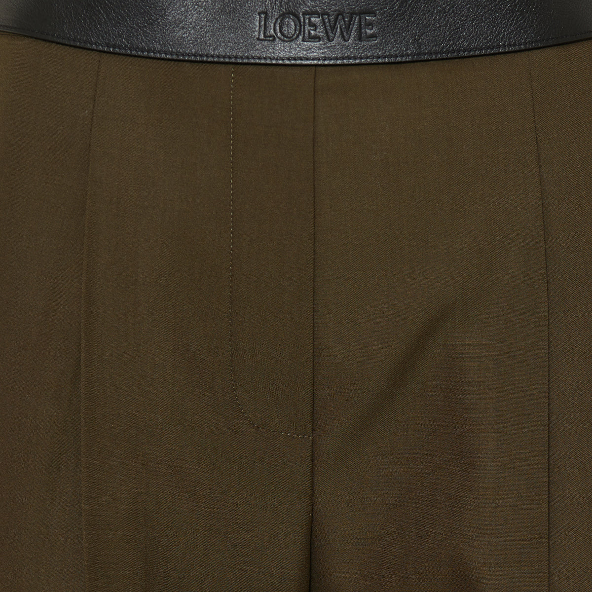 Leather‑trimmed Pleated Wool Flared Trousers Loewe – Гарантія оригінальності – детальний вид