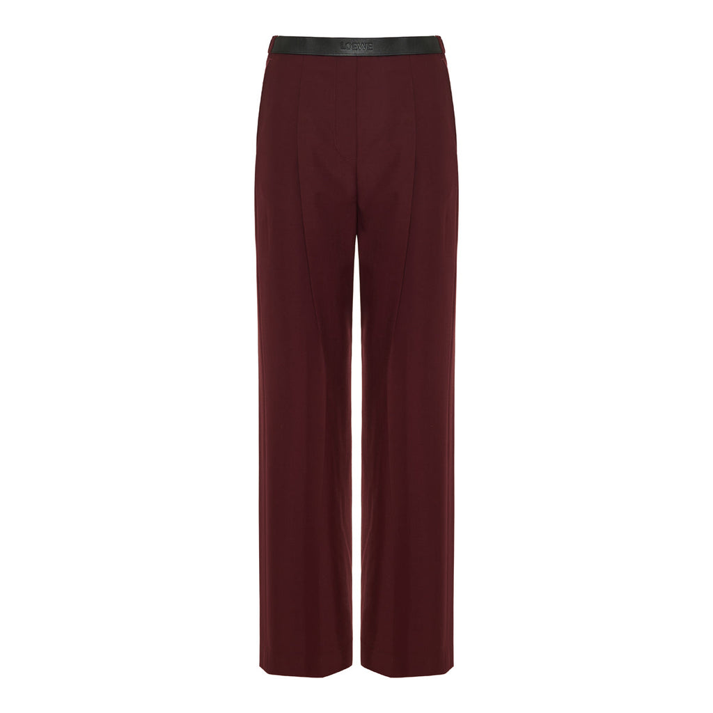 Leather‑trimmed Pleated Wool Flared Trousers Loewe – Гарантія оригінальності – боковий вид