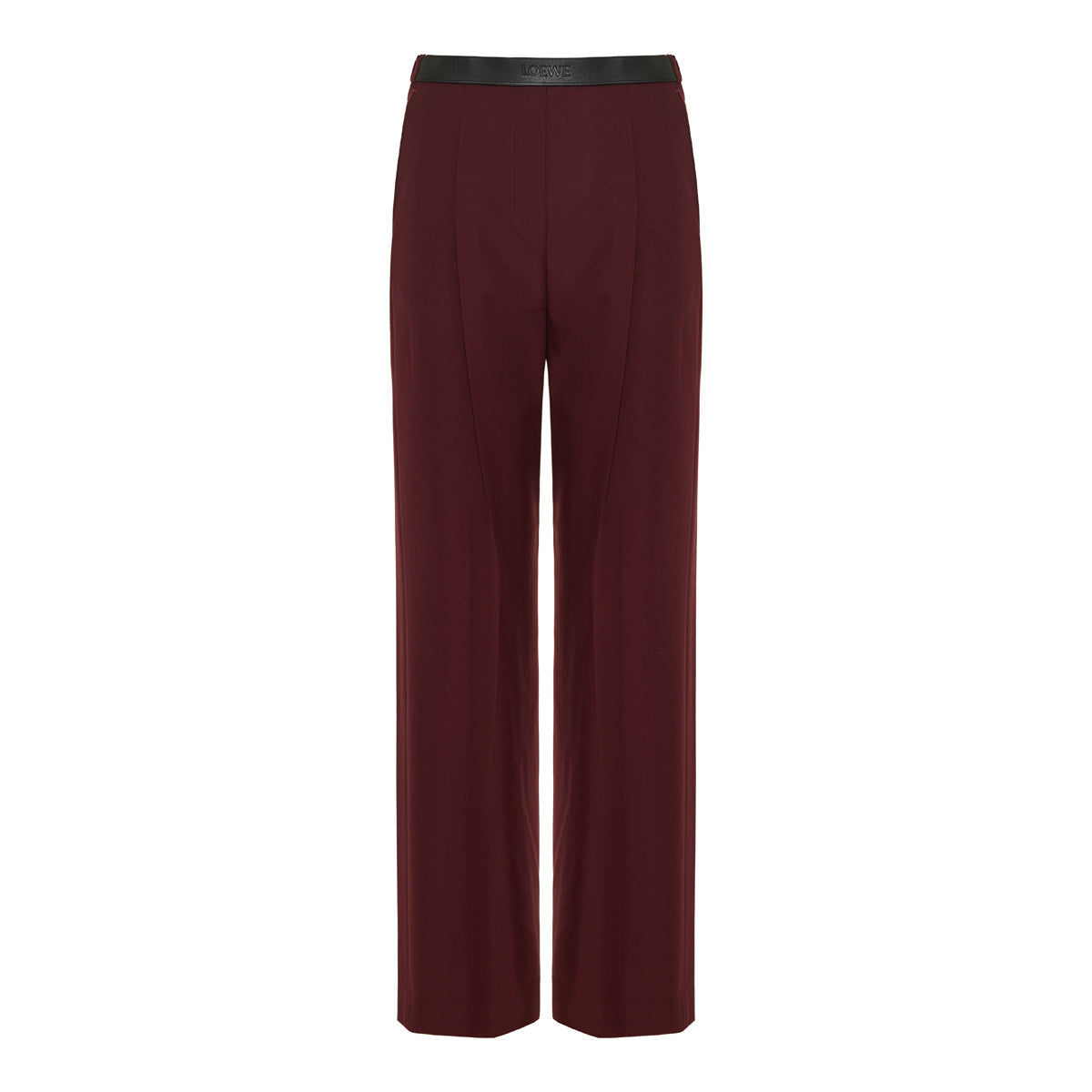 Leather‑trimmed Pleated Wool Flared Trousers Loewe – Гарантія оригінальності – боковий вид