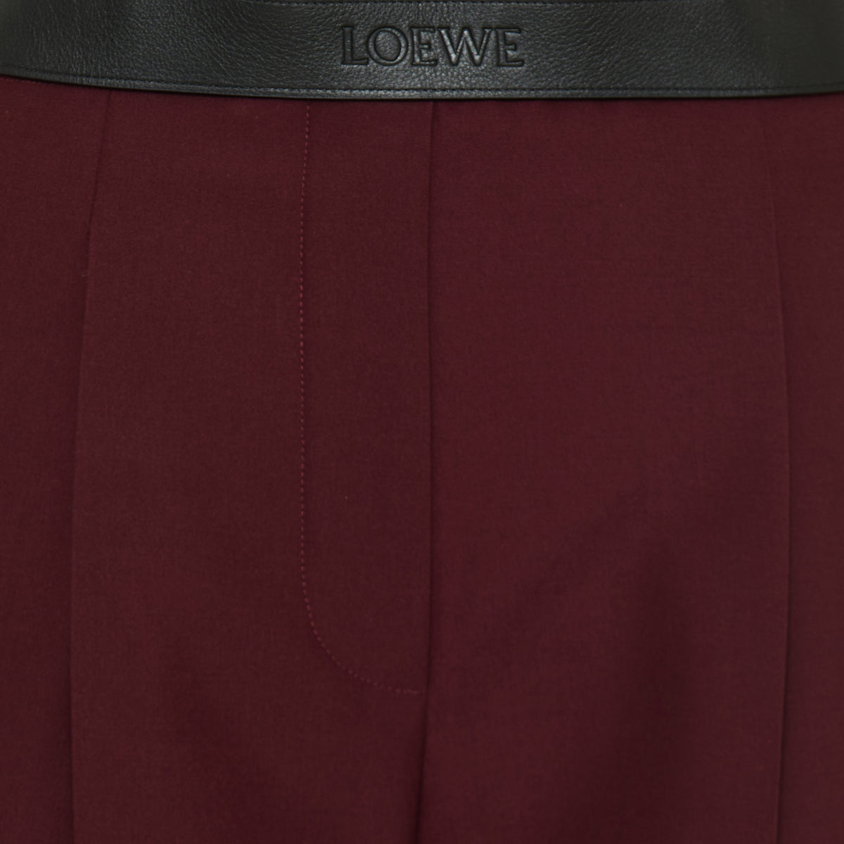 Leather‑trimmed Pleated Wool Flared Trousers Loewe – Гарантія оригінальності – детальний вид