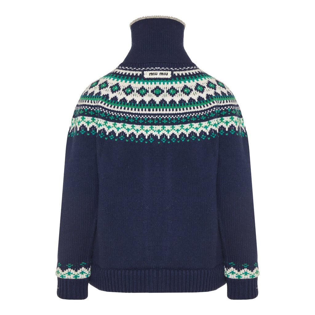 Wool And Fleece Cardigan With Zipper Miu miu – Гарантія оригінальності – вид ззаду