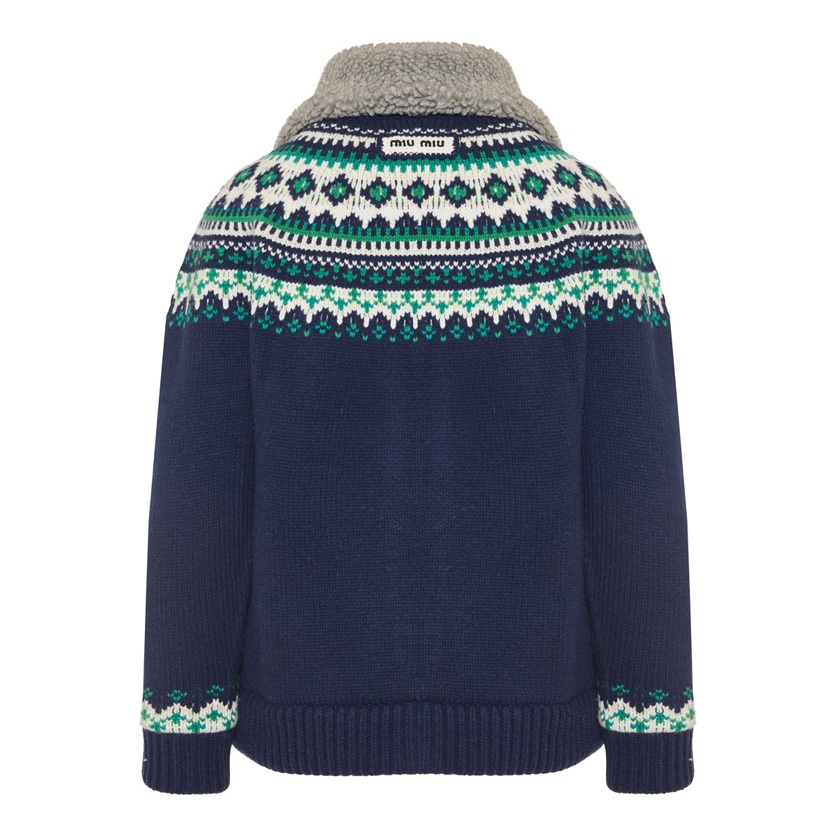 Wool And Fleece Cardigan With Zipper Miu miu – Гарантія оригінальності – збільшений вид