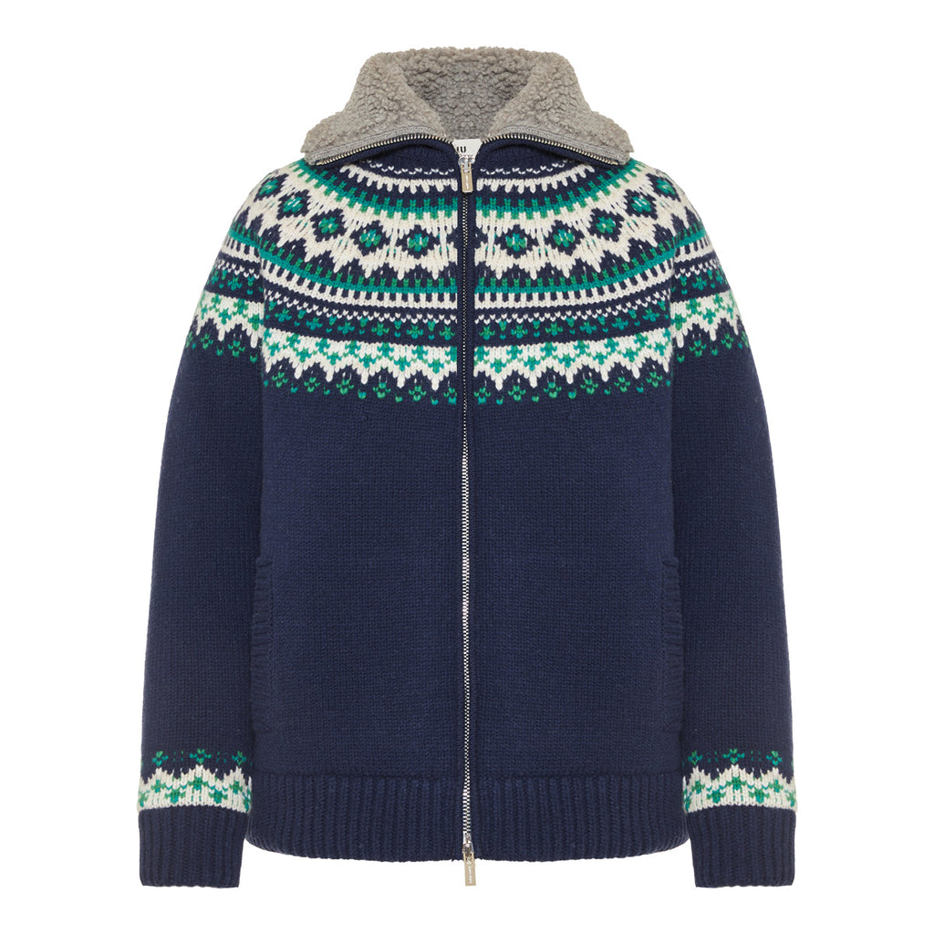 Wool And Fleece Cardigan With Zipper Miu miu – Гарантія оригінальності – детальний вид