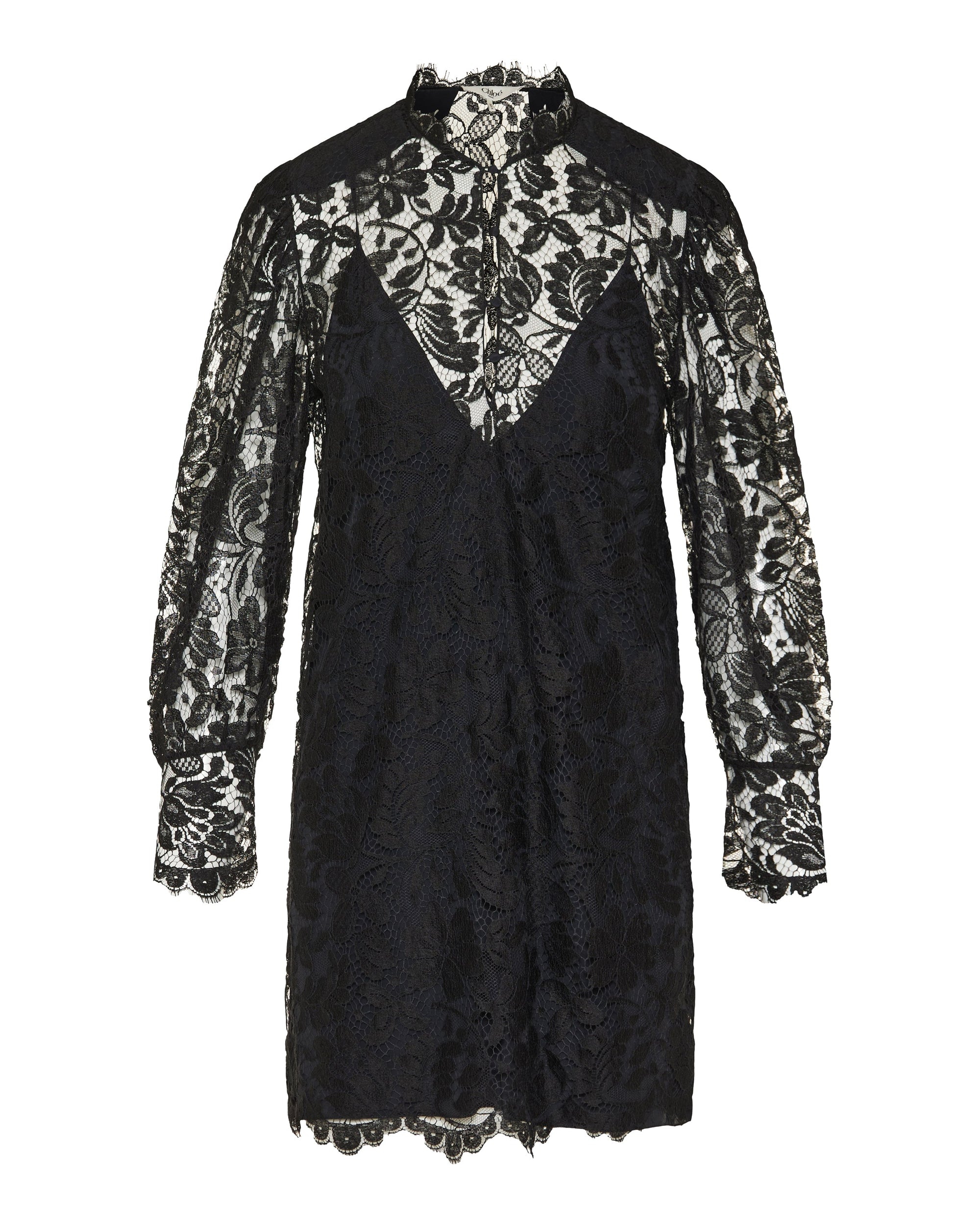 Floral Cotton-Blend Lace Mini Dress Chloe – Гарантія оригінальності – боковий вид