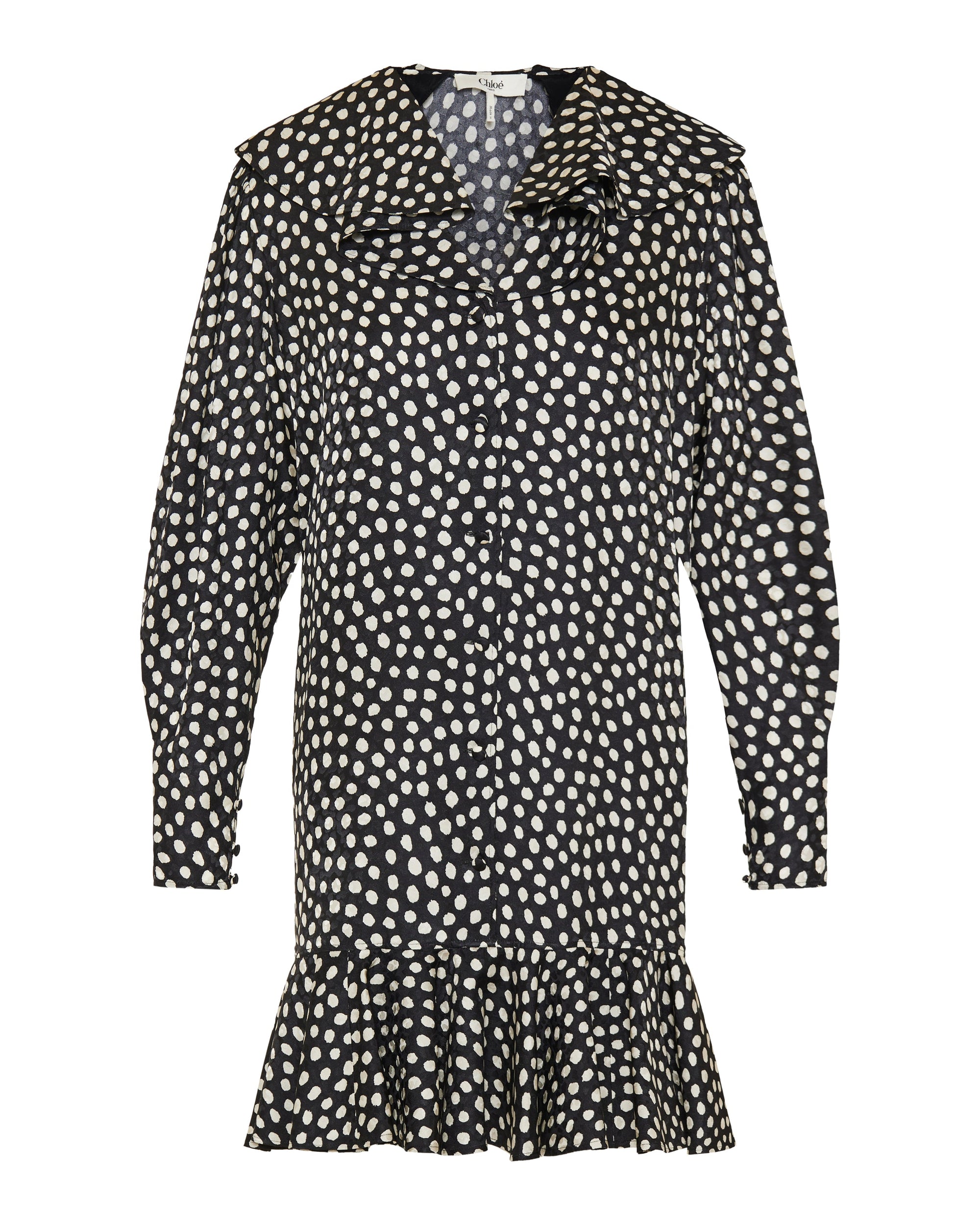 Оригінальна Ruffled Polka Dot Silk Jacquard Mini Dress Chloe – боковий вид