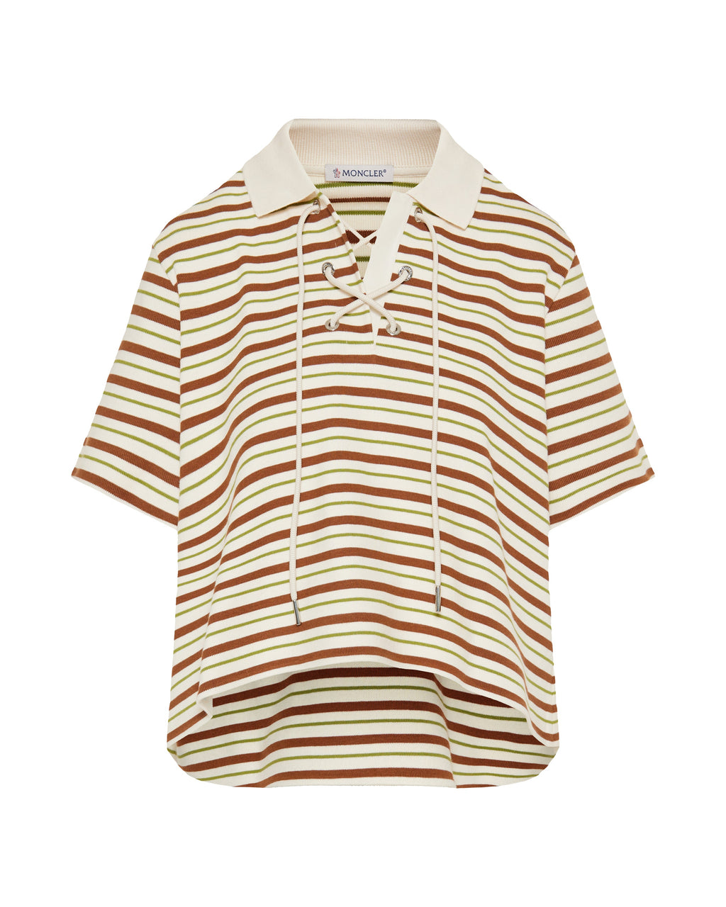 Оригінальна Striped Cotton Polo Shirt Moncler – боковий вид