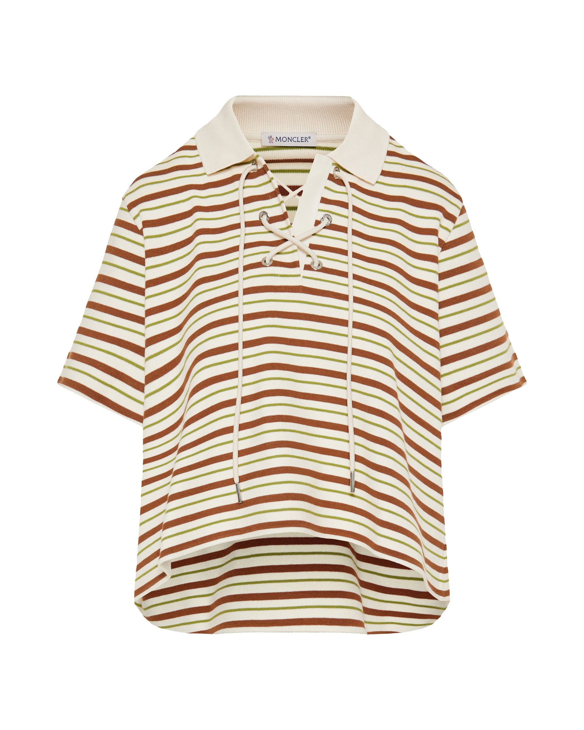 Оригінальна Striped Cotton Polo Shirt Moncler – боковий вид