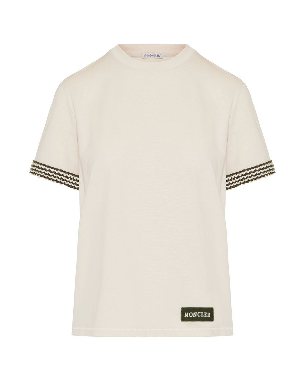 Crochet Trimmed Cotton Logo T Shirt Moncler – Гарантія оригінальності – боковий вид