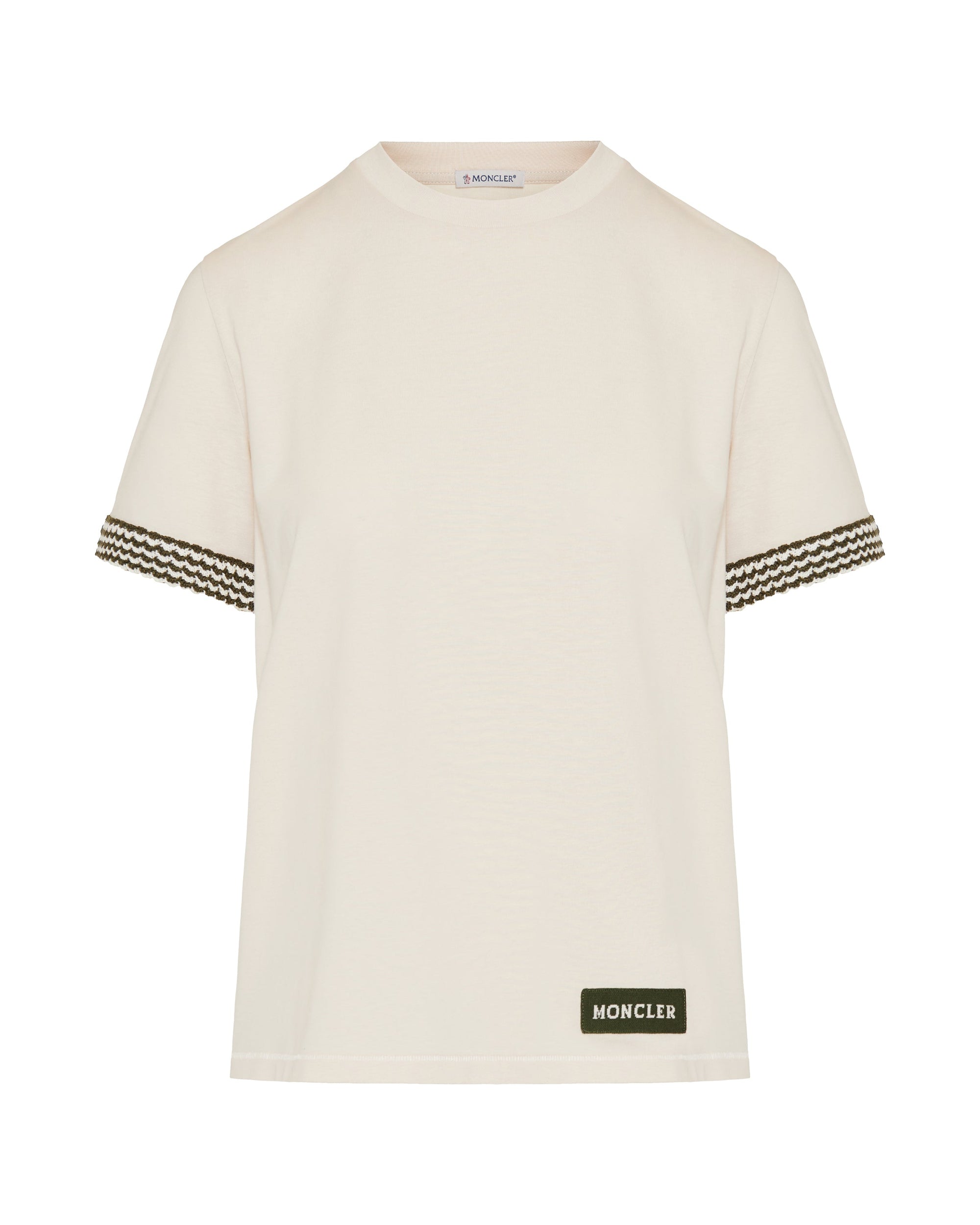 Crochet Trimmed Cotton Logo T Shirt Moncler – Гарантія оригінальності – боковий вид