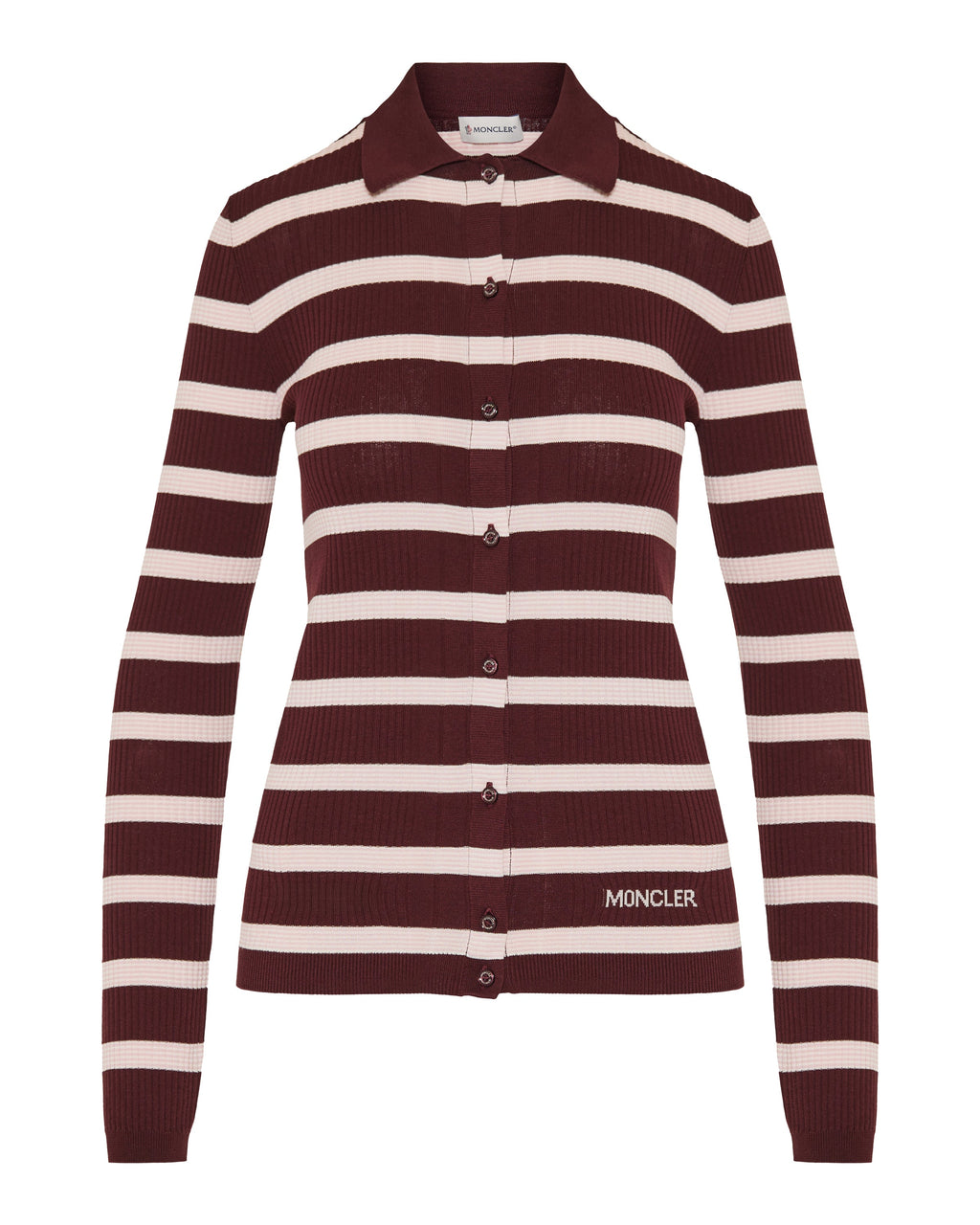 Оригінальна Striped Ribbed Cotton Polo Shirt Moncler – боковий вид