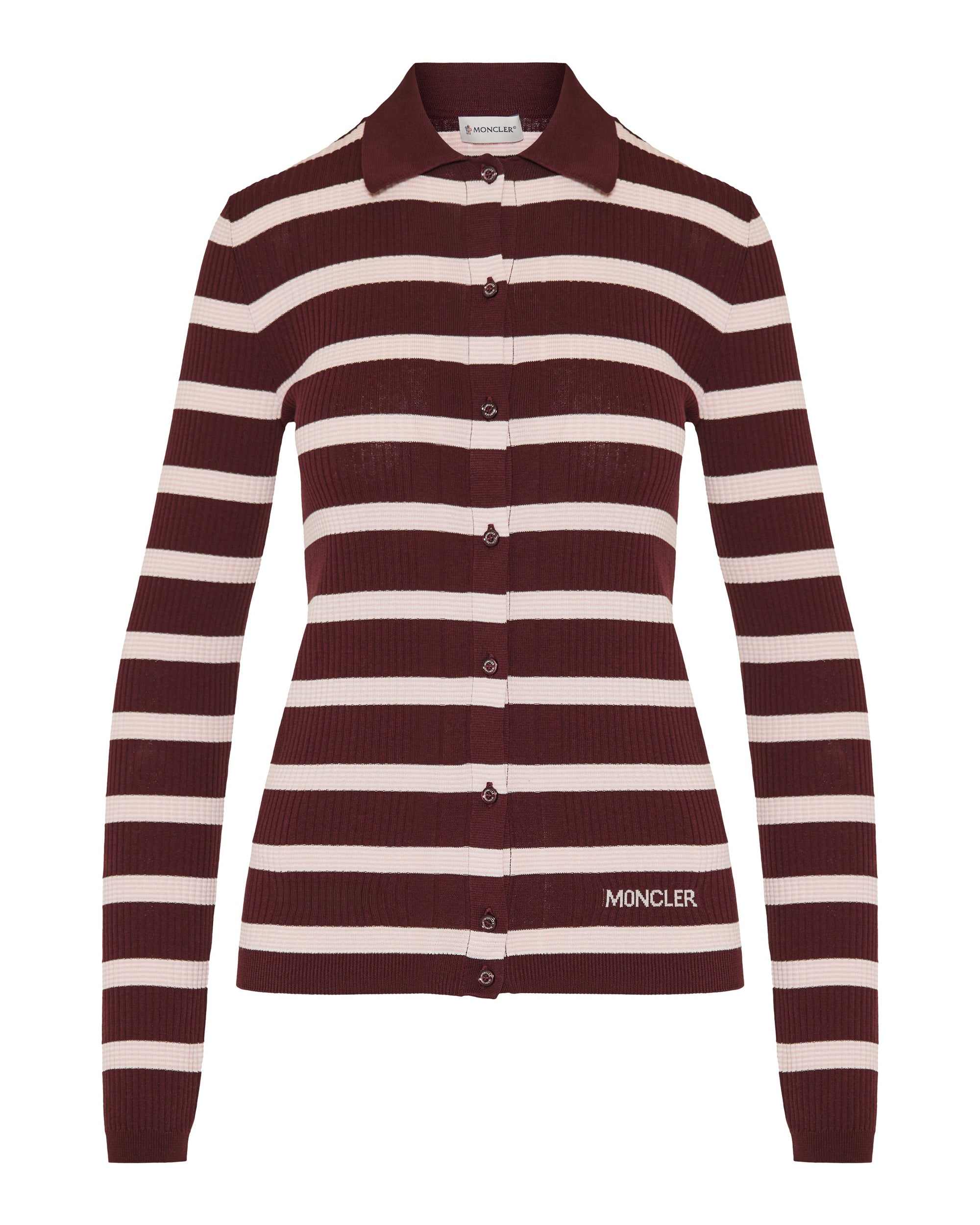 Оригінальна Striped Ribbed Cotton Polo Shirt Moncler – боковий вид