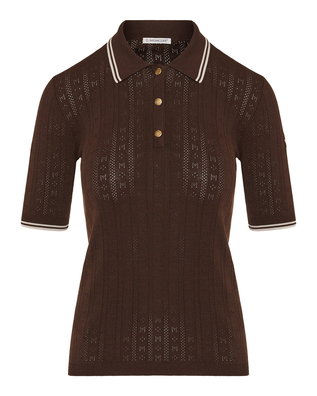 Rhombus And Logo Pattern Cotton Polo Shirt Moncler – Гарантія оригінальності – боковий вид