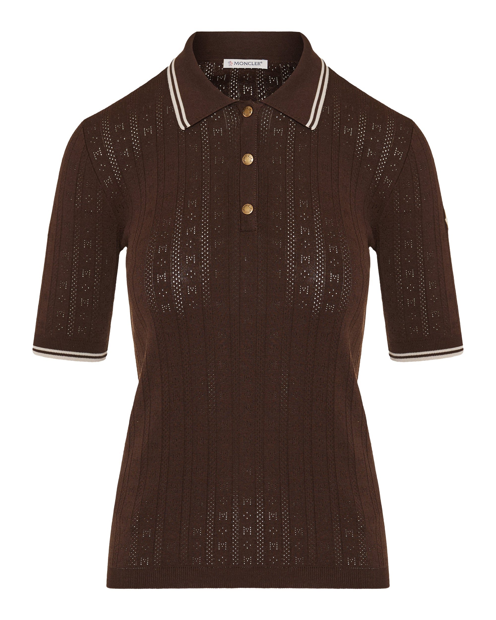 Rhombus And Logo Pattern Cotton Polo Shirt Moncler – Гарантія оригінальності – боковий вид