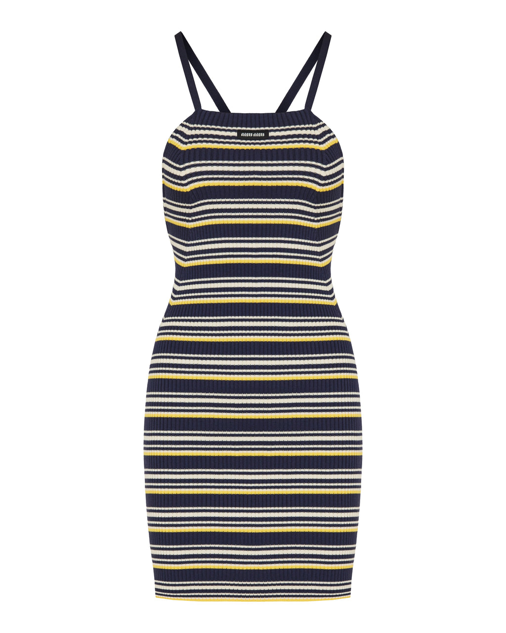 Оригінальна Striped Sleeveless Dress In Cotton Blend Miu miu – боковий вид