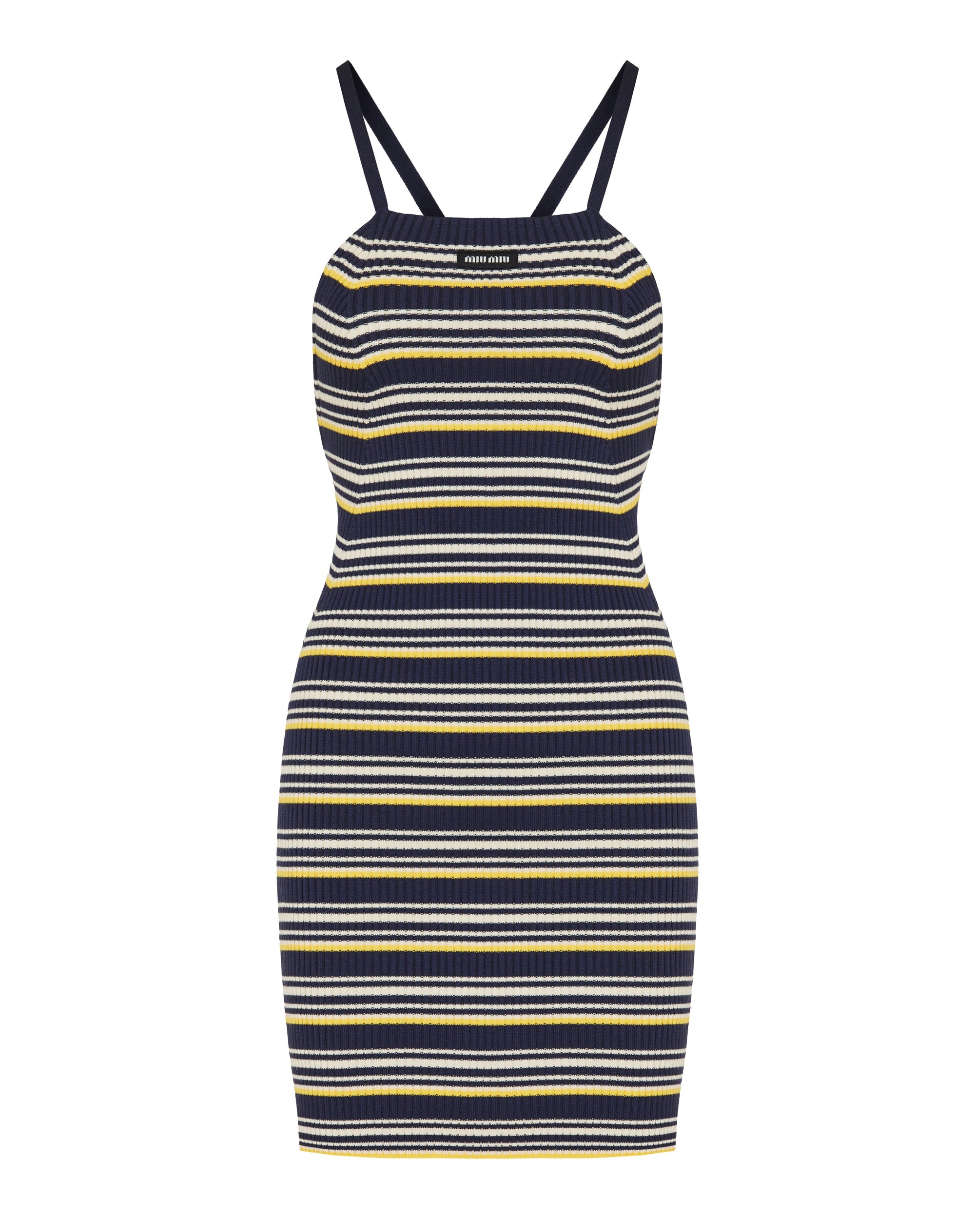 Оригінальна Striped Sleeveless Dress In Cotton Blend Miu miu – боковий вид