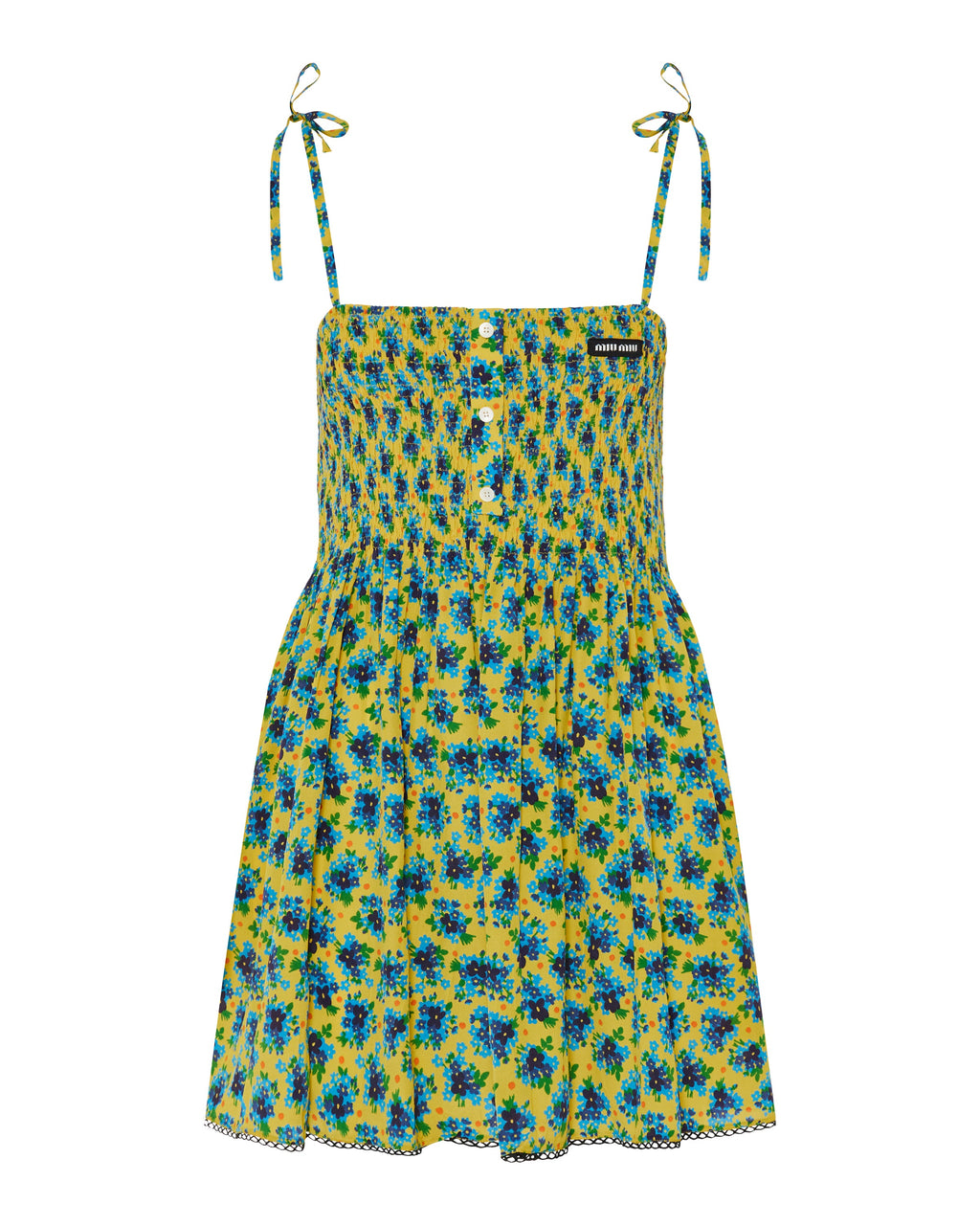 Floral Smocked Silk Mini Dress Miu miu оригінал – Купити в Україні – боковий вид