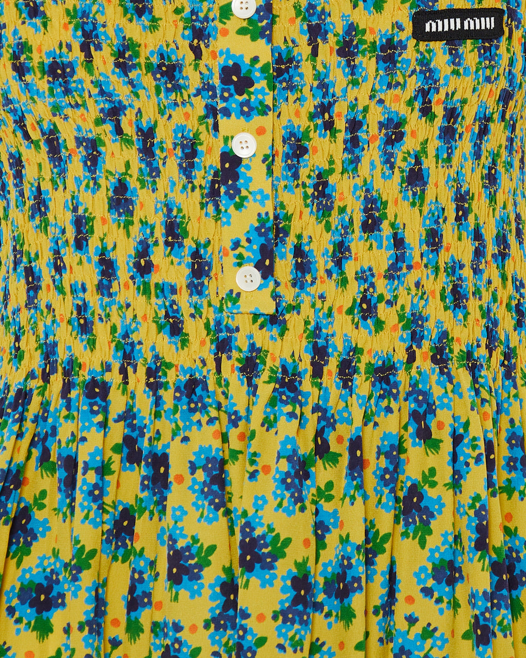 Floral Smocked Silk Mini Dress Miu miu оригінал – Купити в Україні – збільшений вид