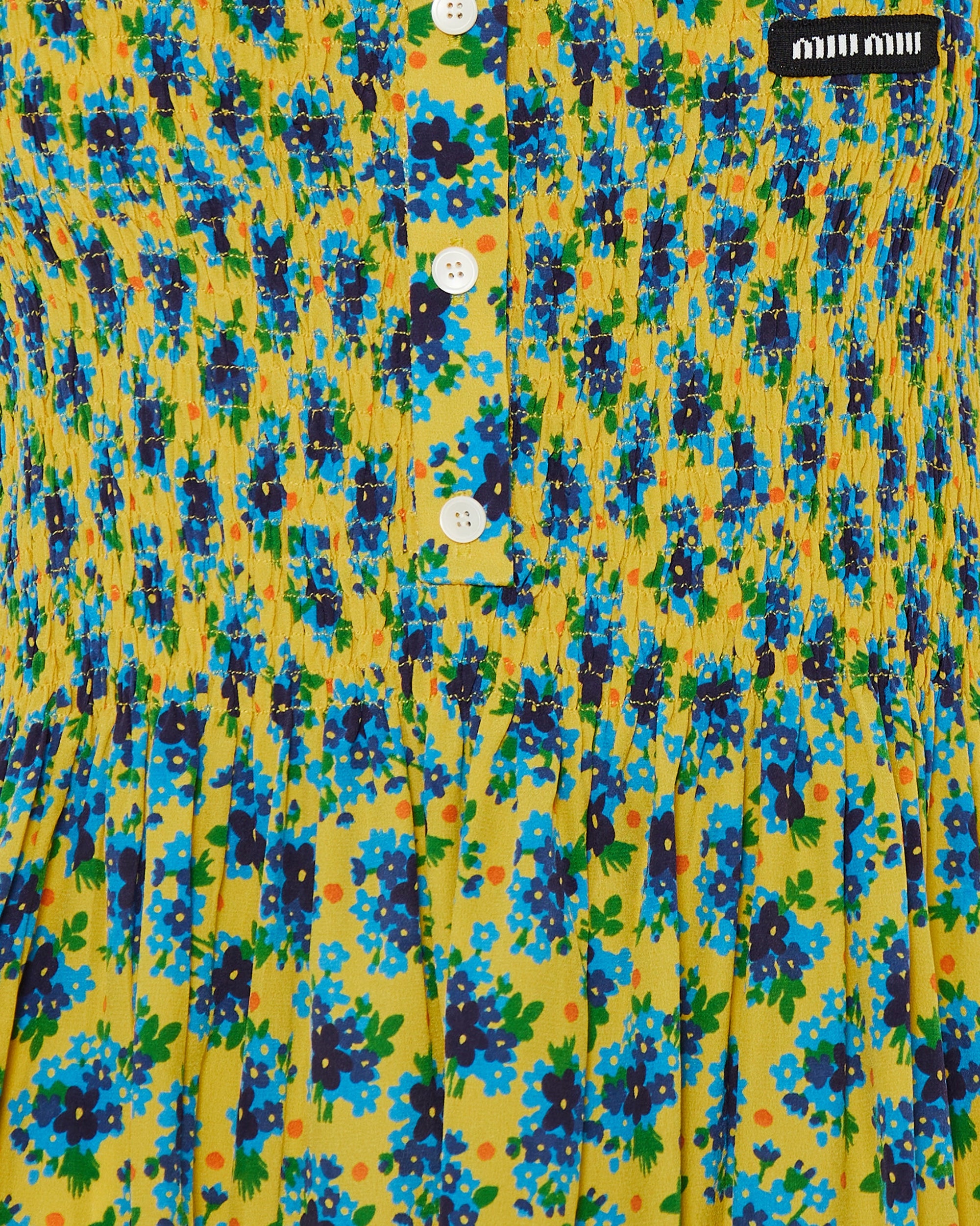 Floral Smocked Silk Mini Dress Miu miu оригінал – Купити в Україні – збільшений вид