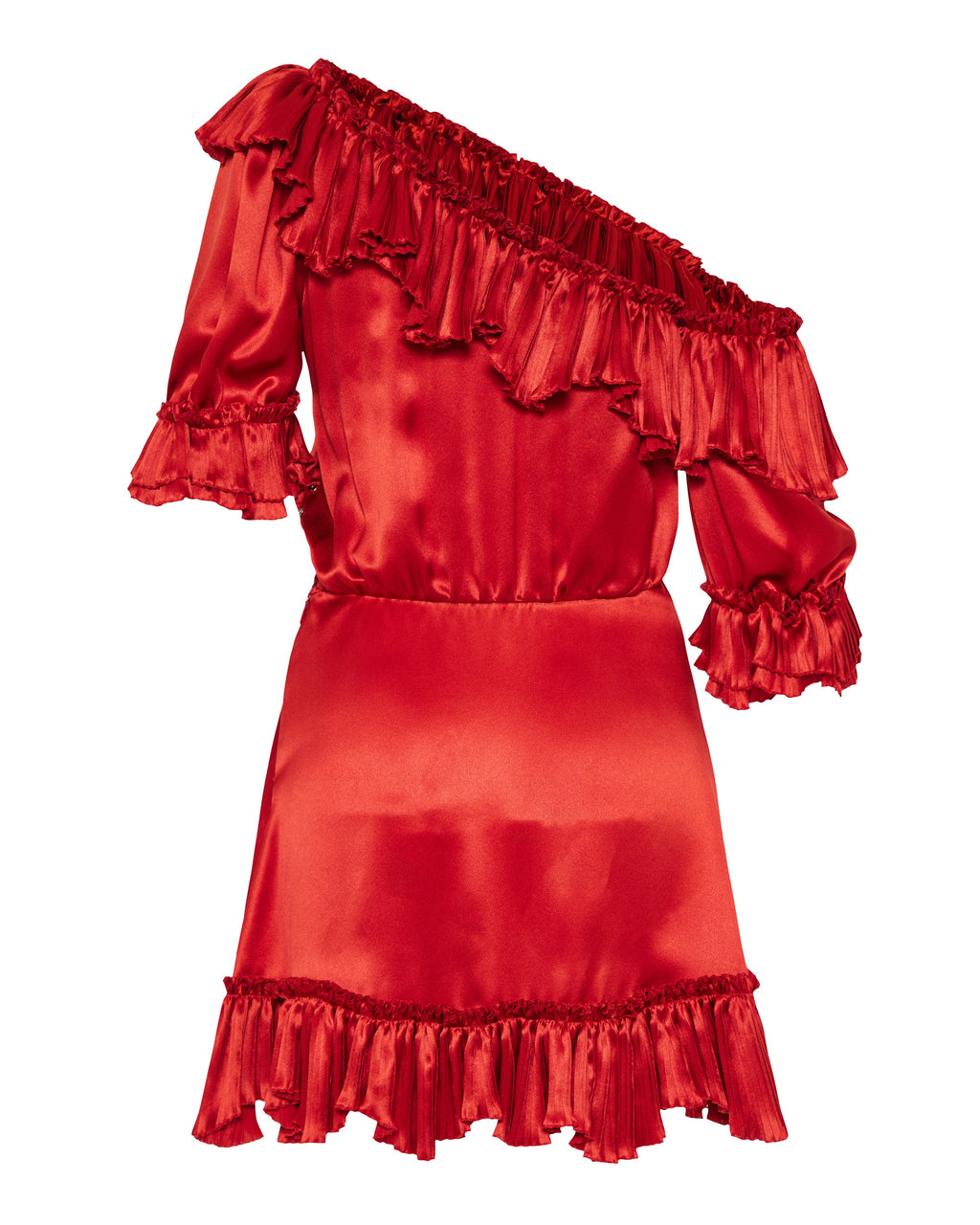 Ruffled Silk Satin Dress Saint laurent оригінал – Купити в Україні – детальний вид