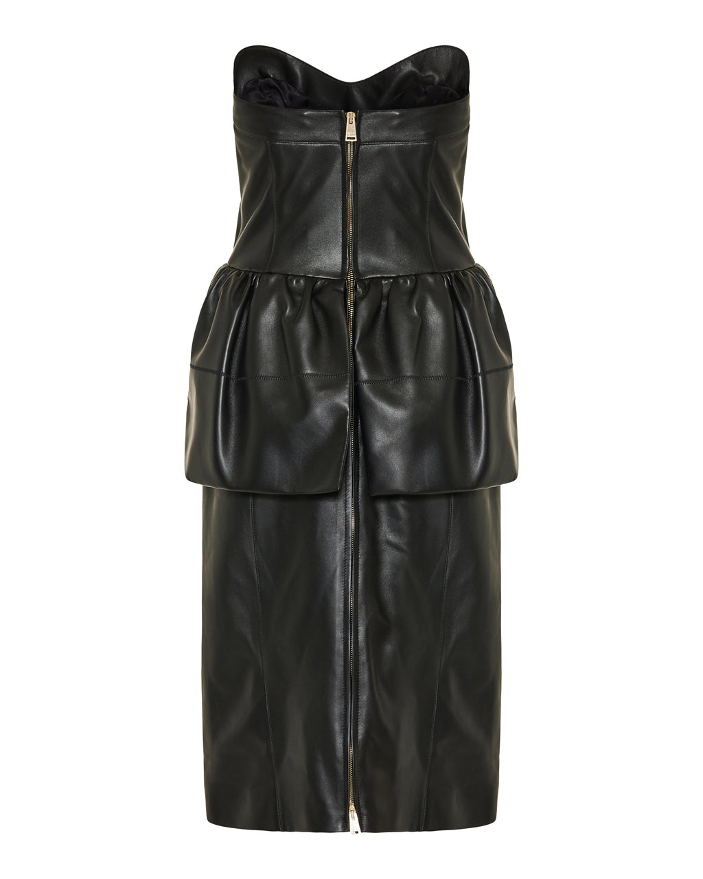 Strapless Leather Peplum MIDI Dress Fendi – Гарантія оригінальності – детальний вид